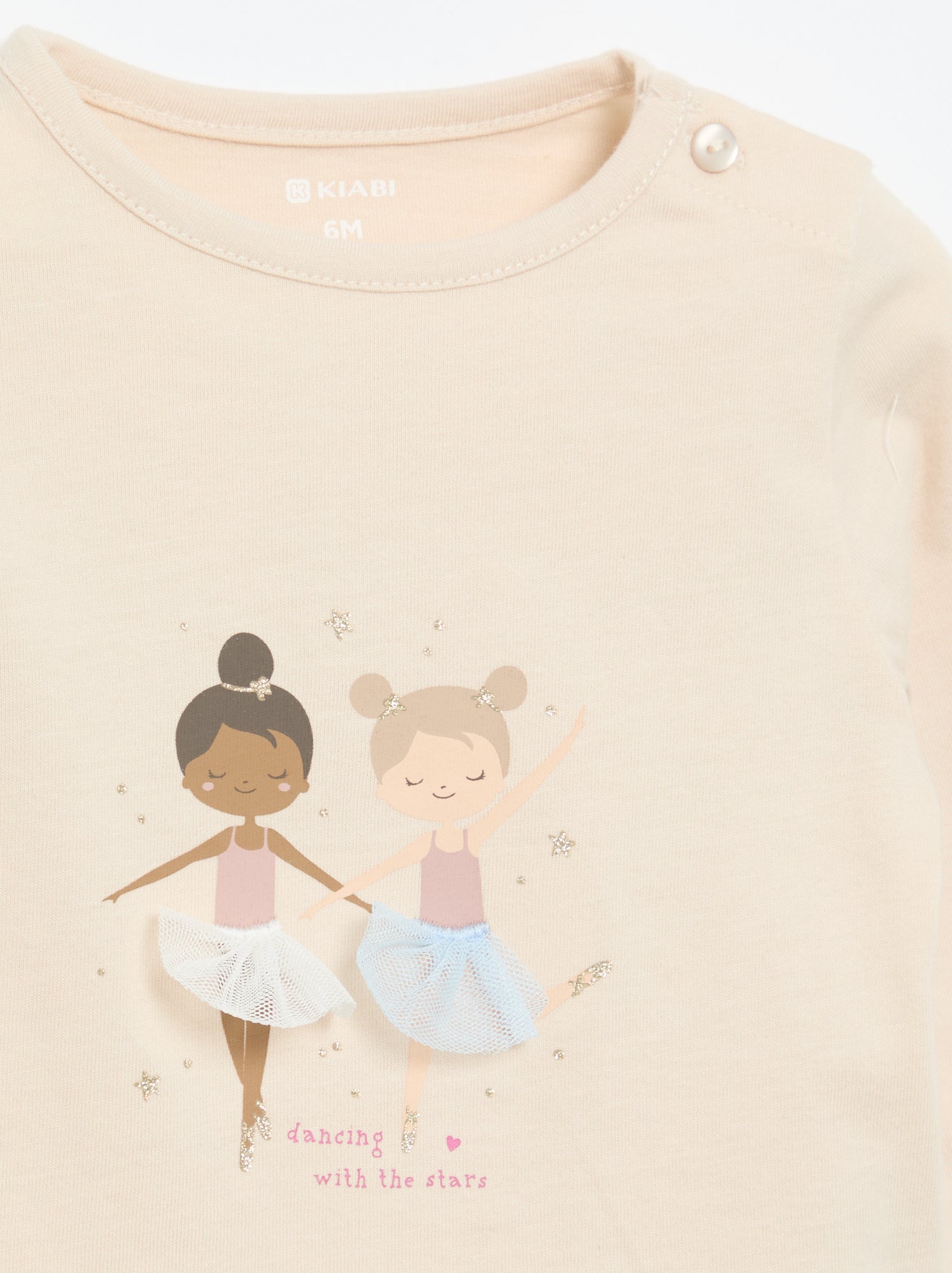 T-shirt en jersey à manches longues - Beige