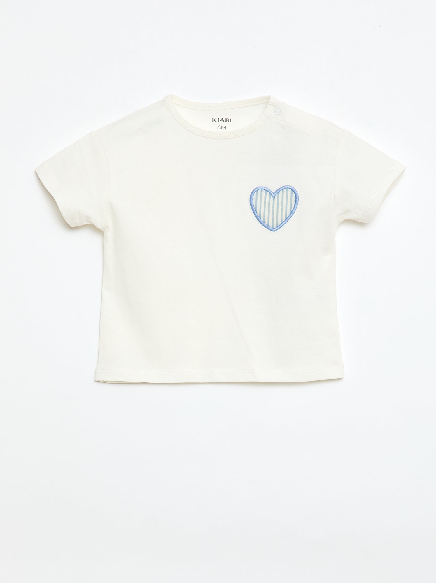 T-shirt en jersey de coton à patch cœur - Blanc