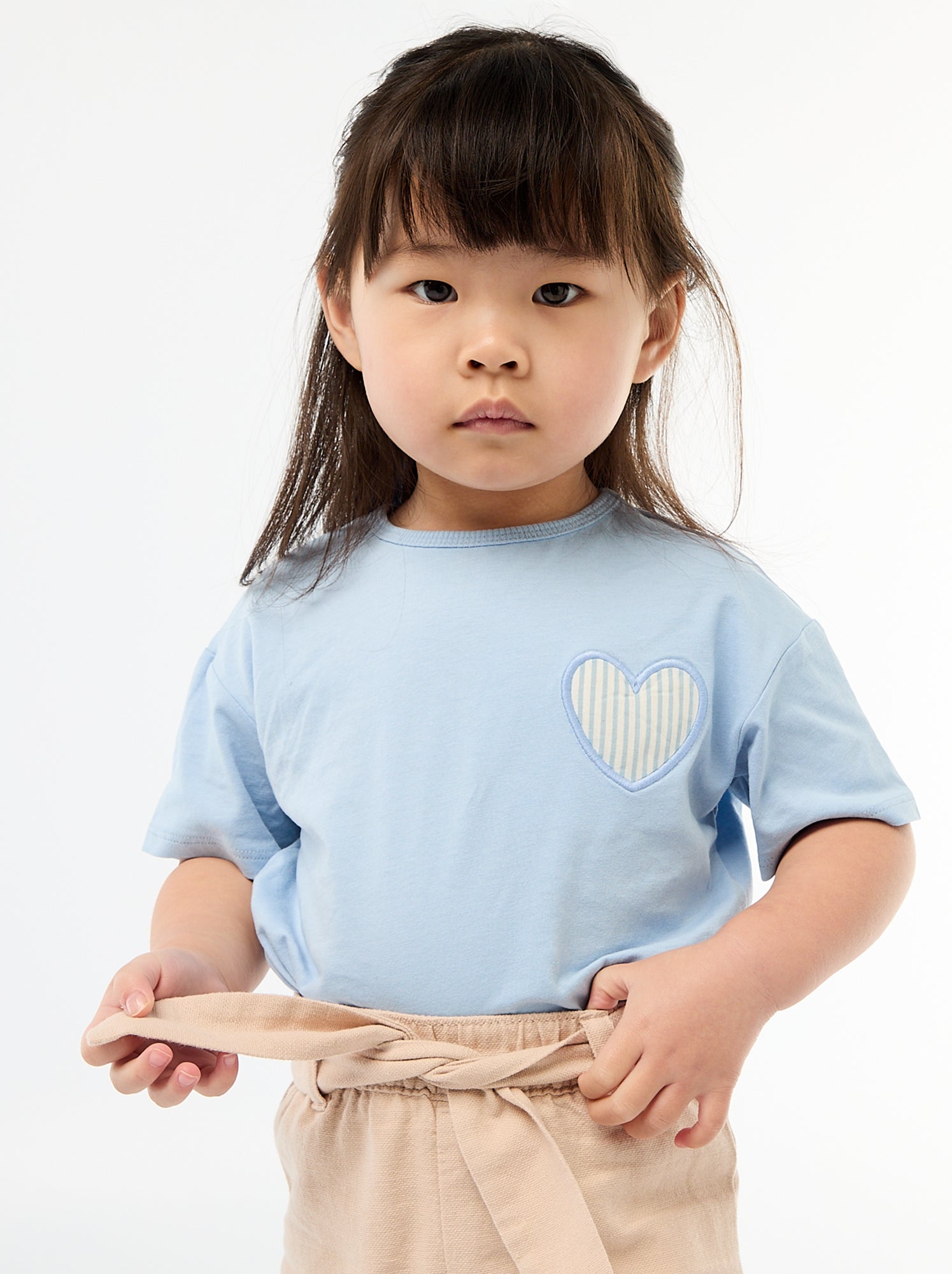 T-shirt en jersey de coton à patch cœur - Bleu