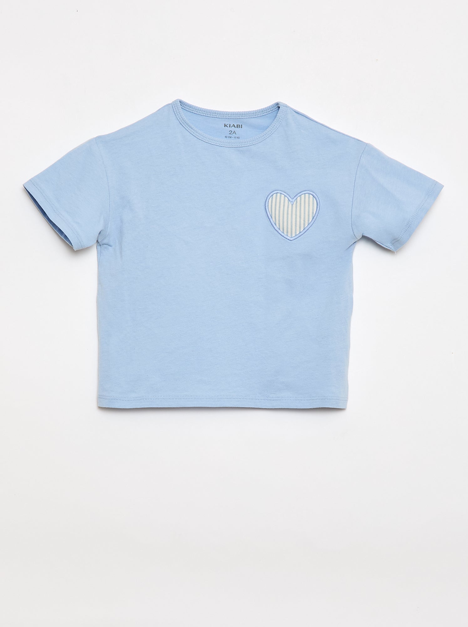 T-shirt en jersey de coton à patch cœur - Bleu