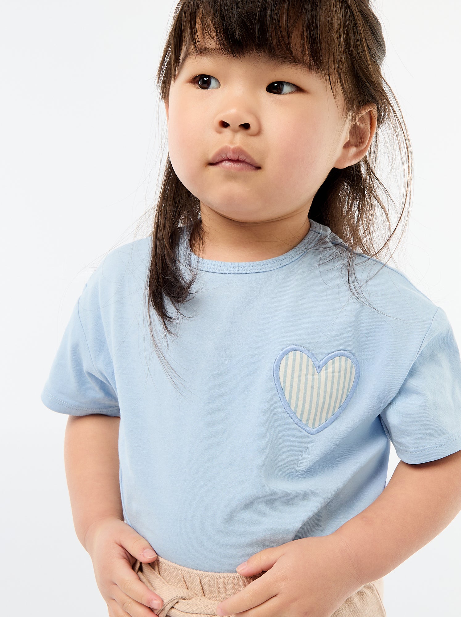 T-shirt en jersey de coton à patch cœur - Bleu