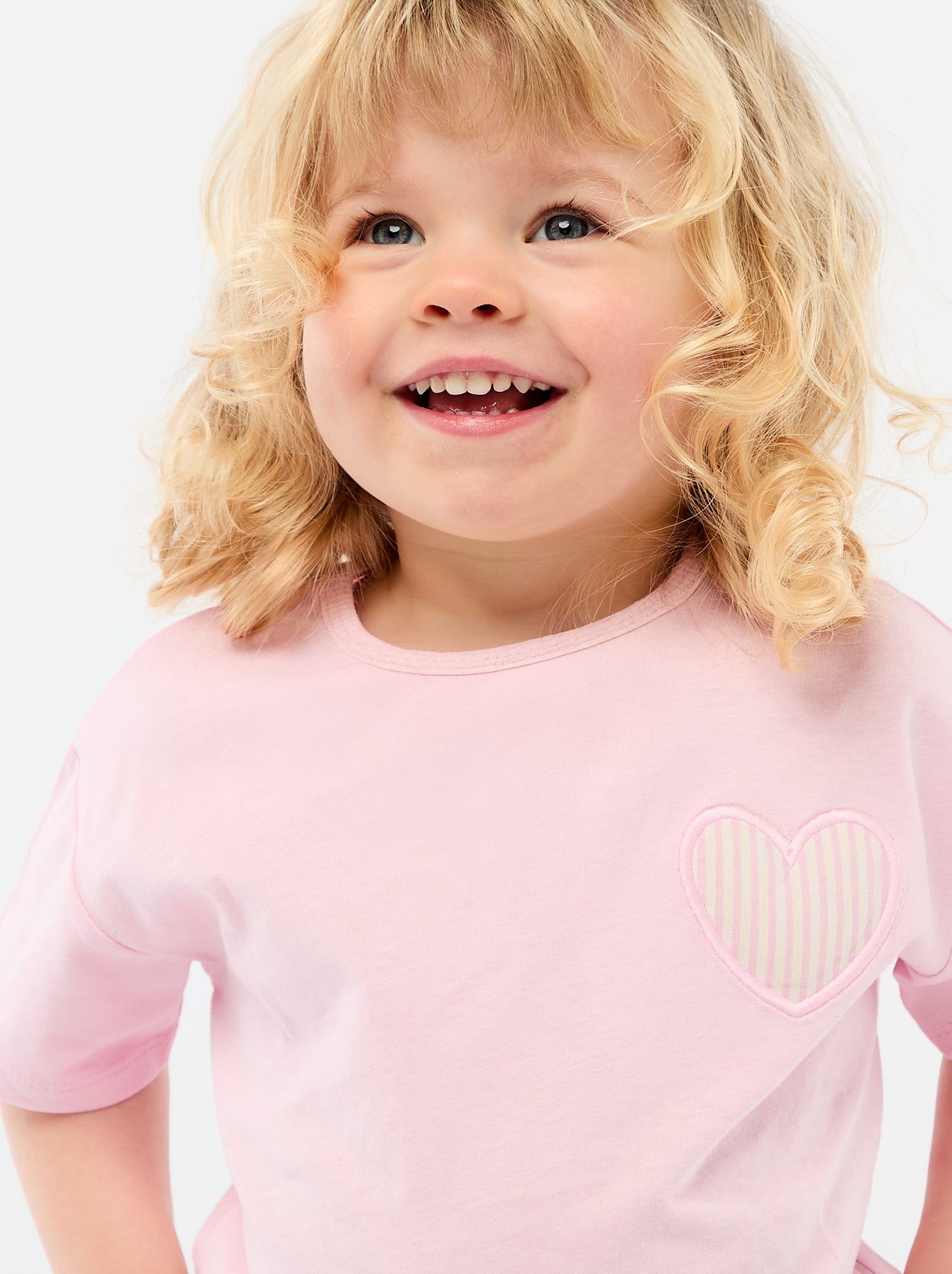 T-shirt en jersey de coton à patch cœur - Rose