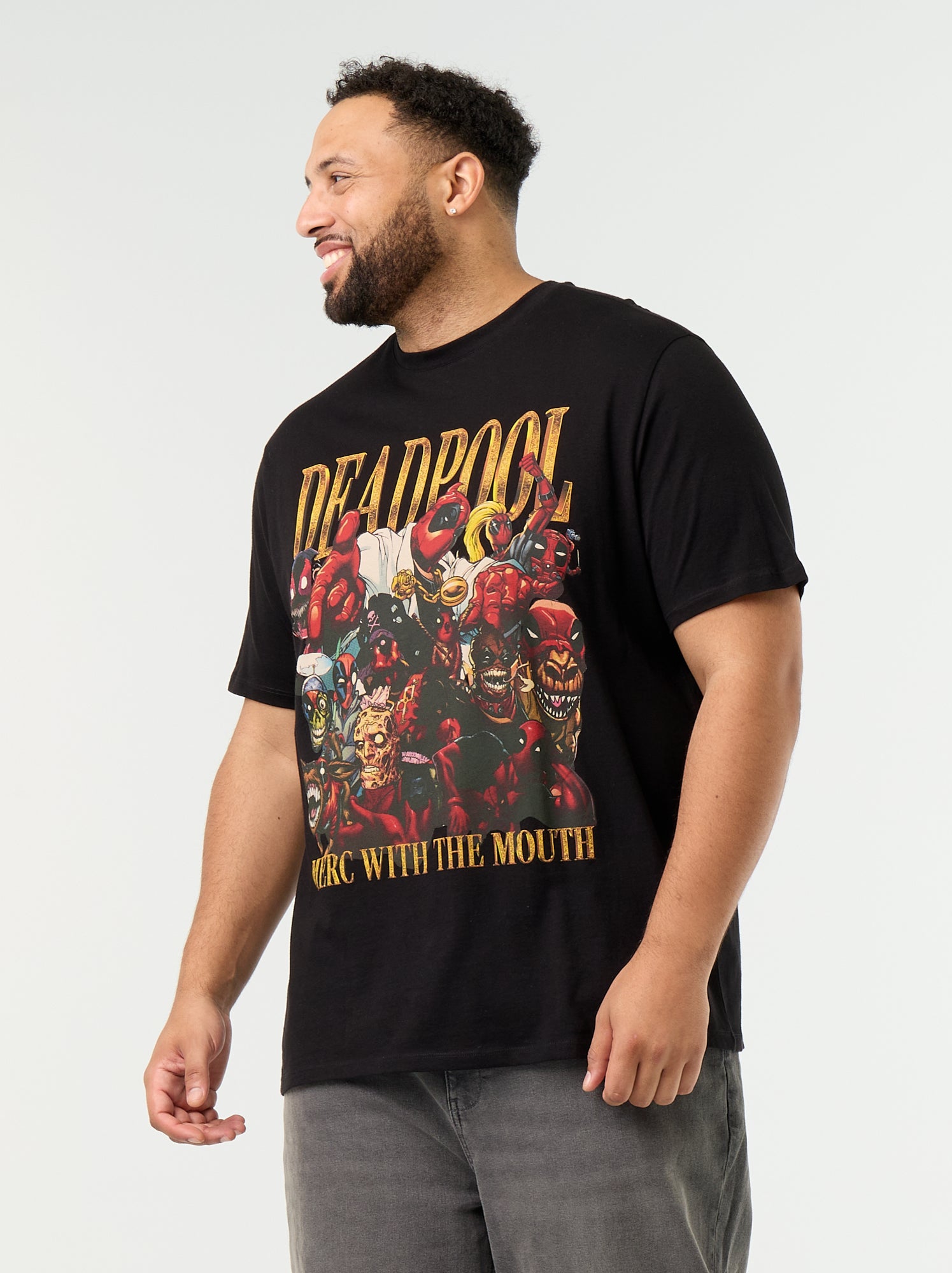 T-shirt en jersey 'Deadpool' 'Marvel' à manches courtes - Noir