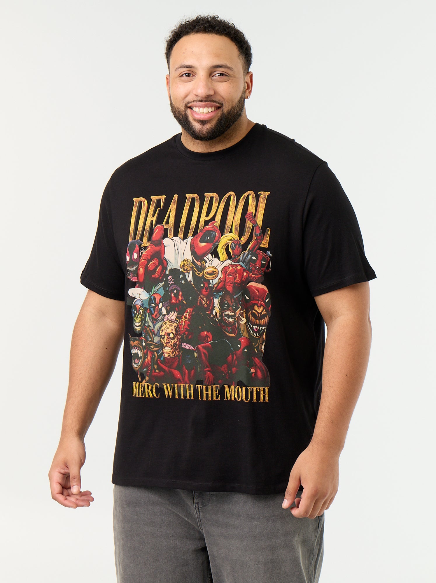 T-shirt en jersey 'Deadpool' 'Marvel' à manches courtes - Noir