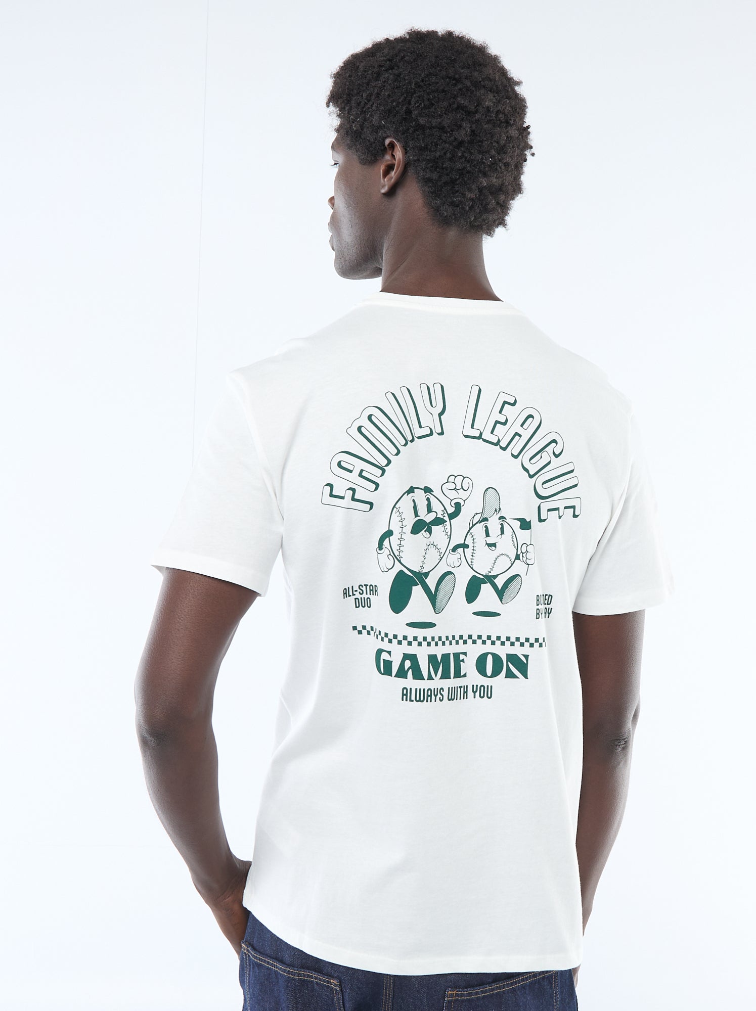 T-shirt en jersey manches courtes imprimé recto/verso - Blanc (ESP60_6)