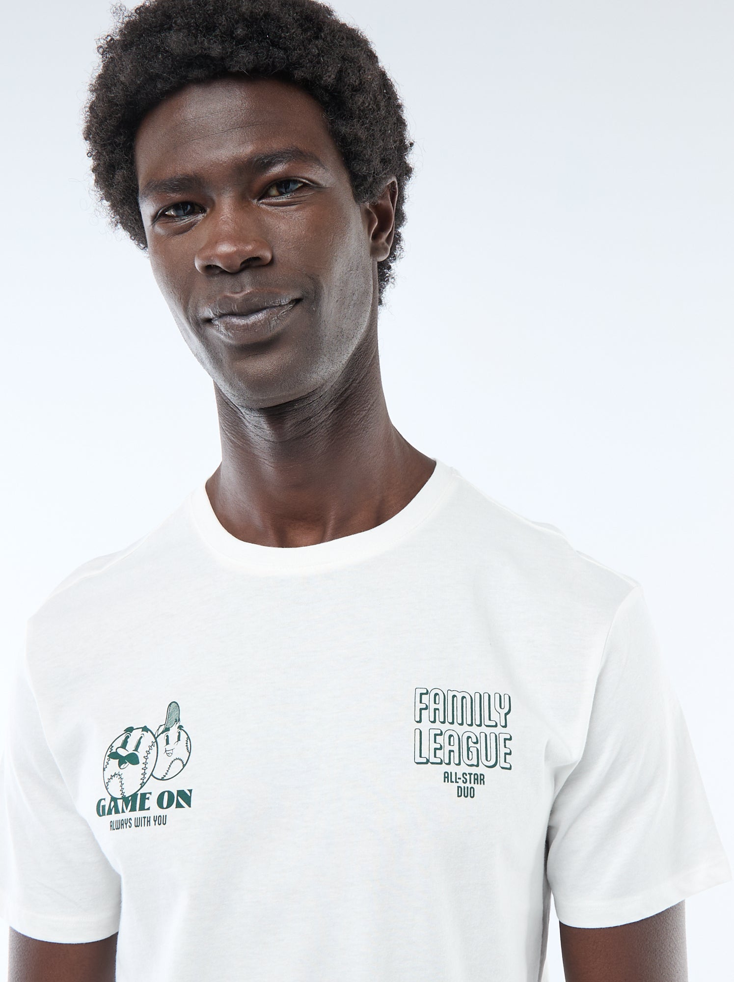 T-shirt en jersey manches courtes imprimé recto/verso - Blanc (ESP60_6)
