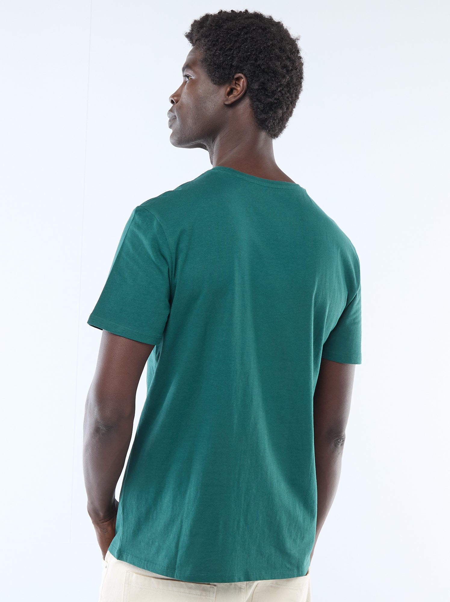 T-shirt en jersey manches courtes imprimé recto/verso - Vert