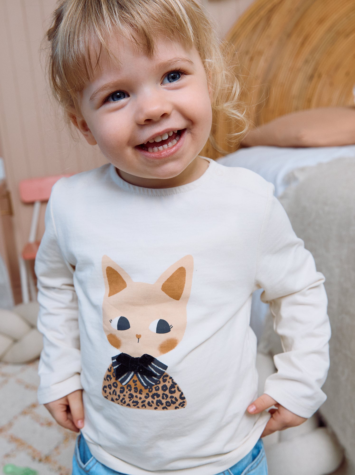 T-shirt en jersey manches longues - Blanc