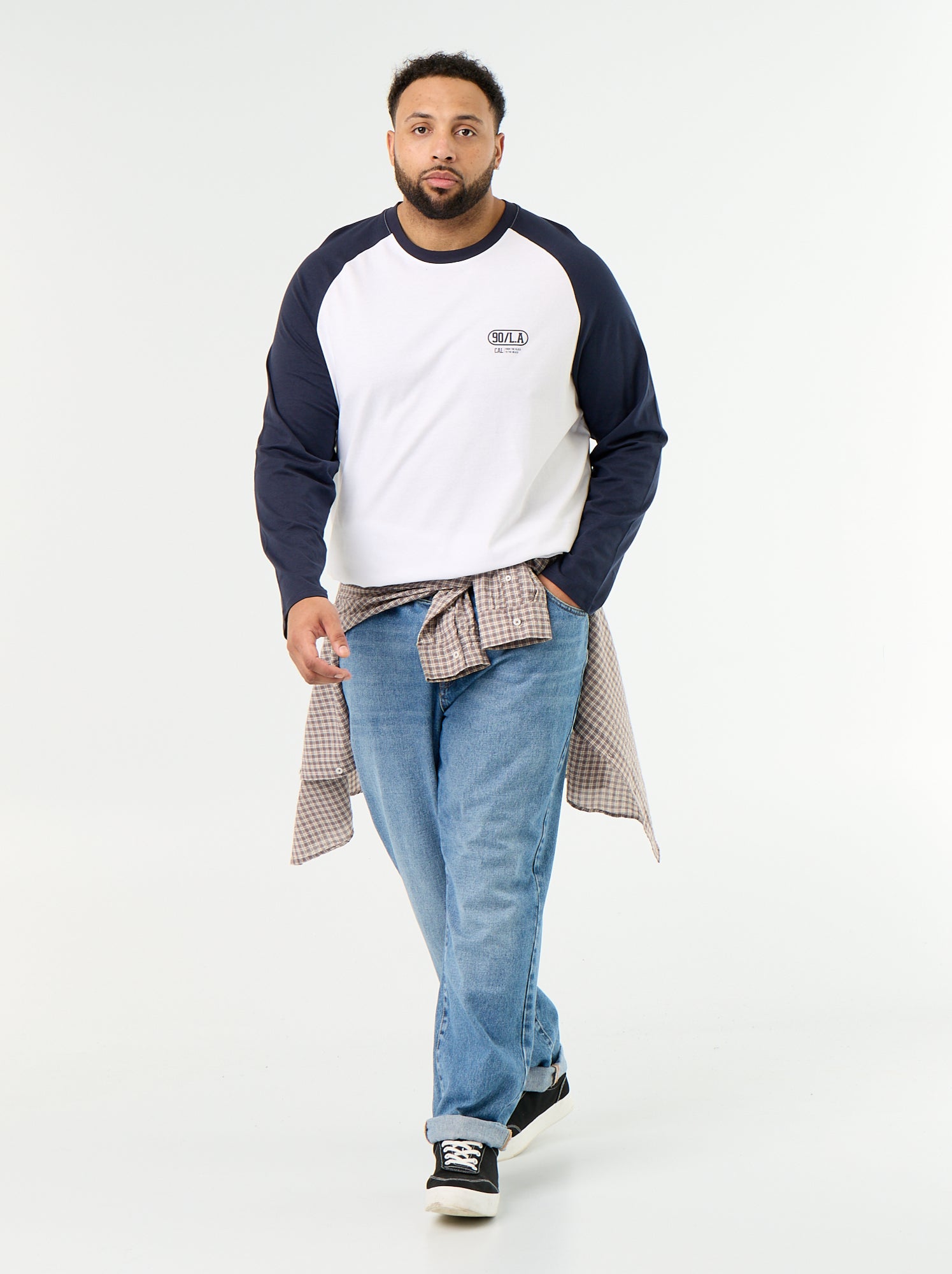 T-shirt en jersey manches longues raglan - Bleu