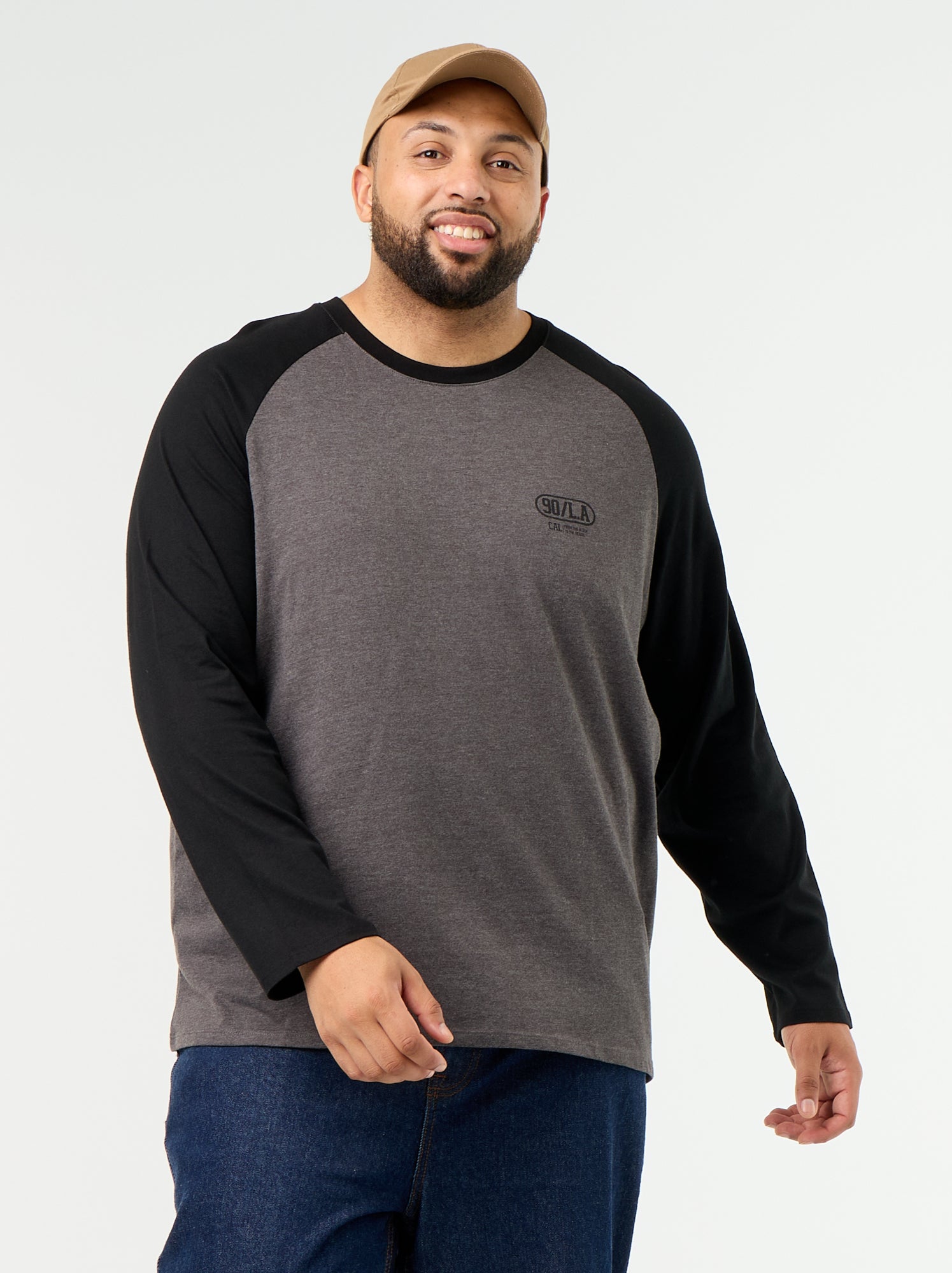 T-shirt en jersey manches longues raglan - Gris