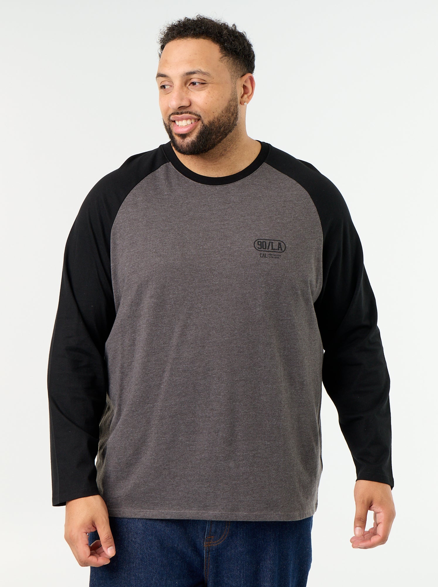 T-shirt en jersey manches longues raglan - Gris