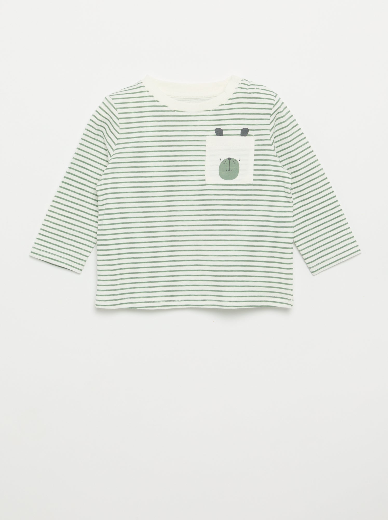 T-shirt en jersey rayé à manches longues - Blanc