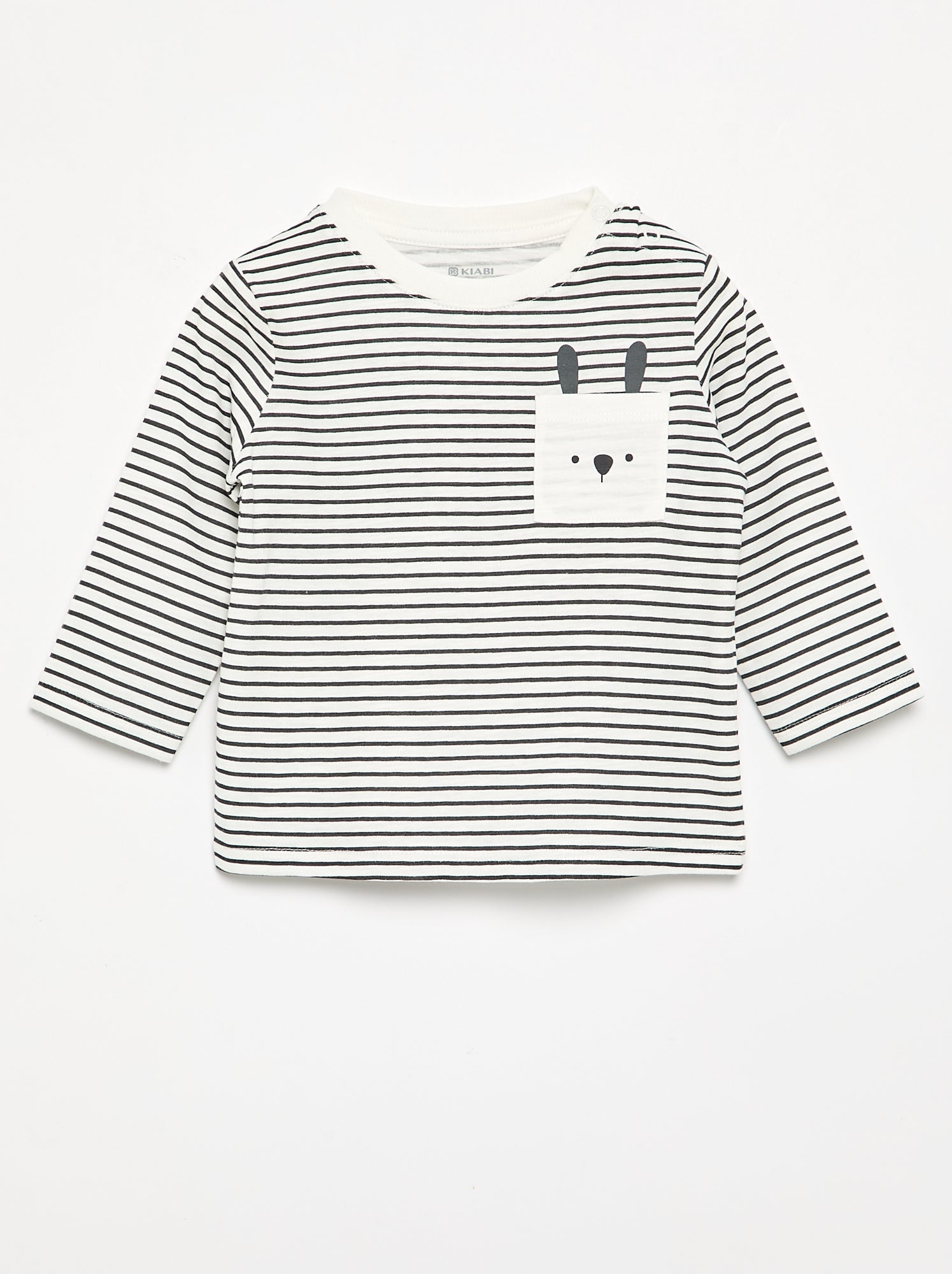 T-shirt en jersey rayé à manches longues - Gris