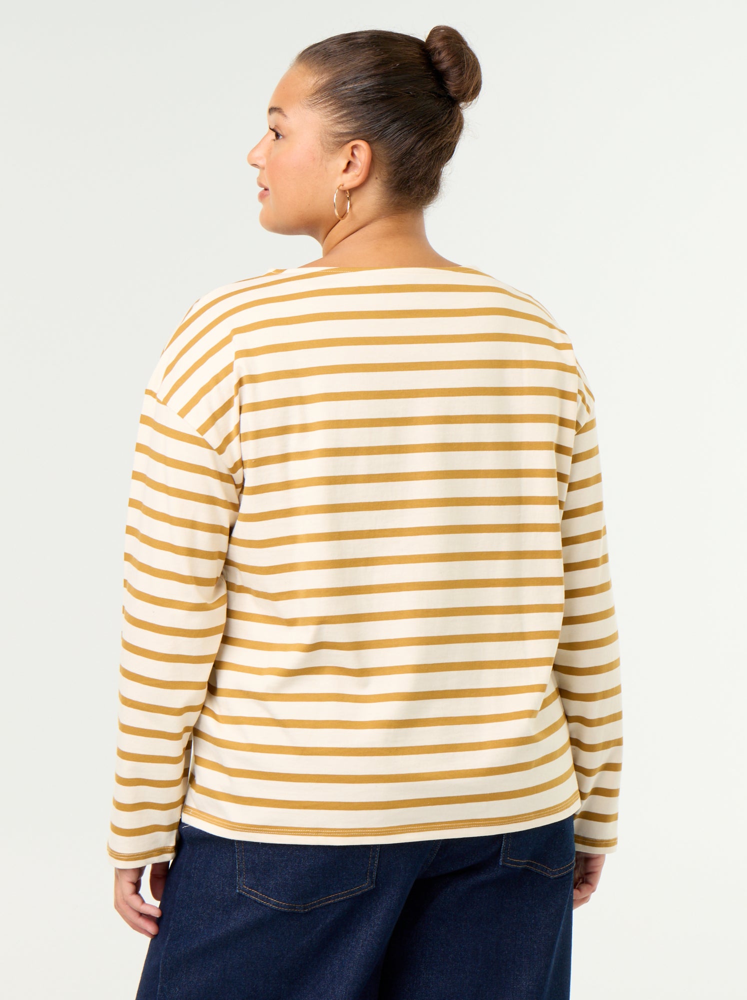 T-shirt en jersey rayé à manches longues - Jaune