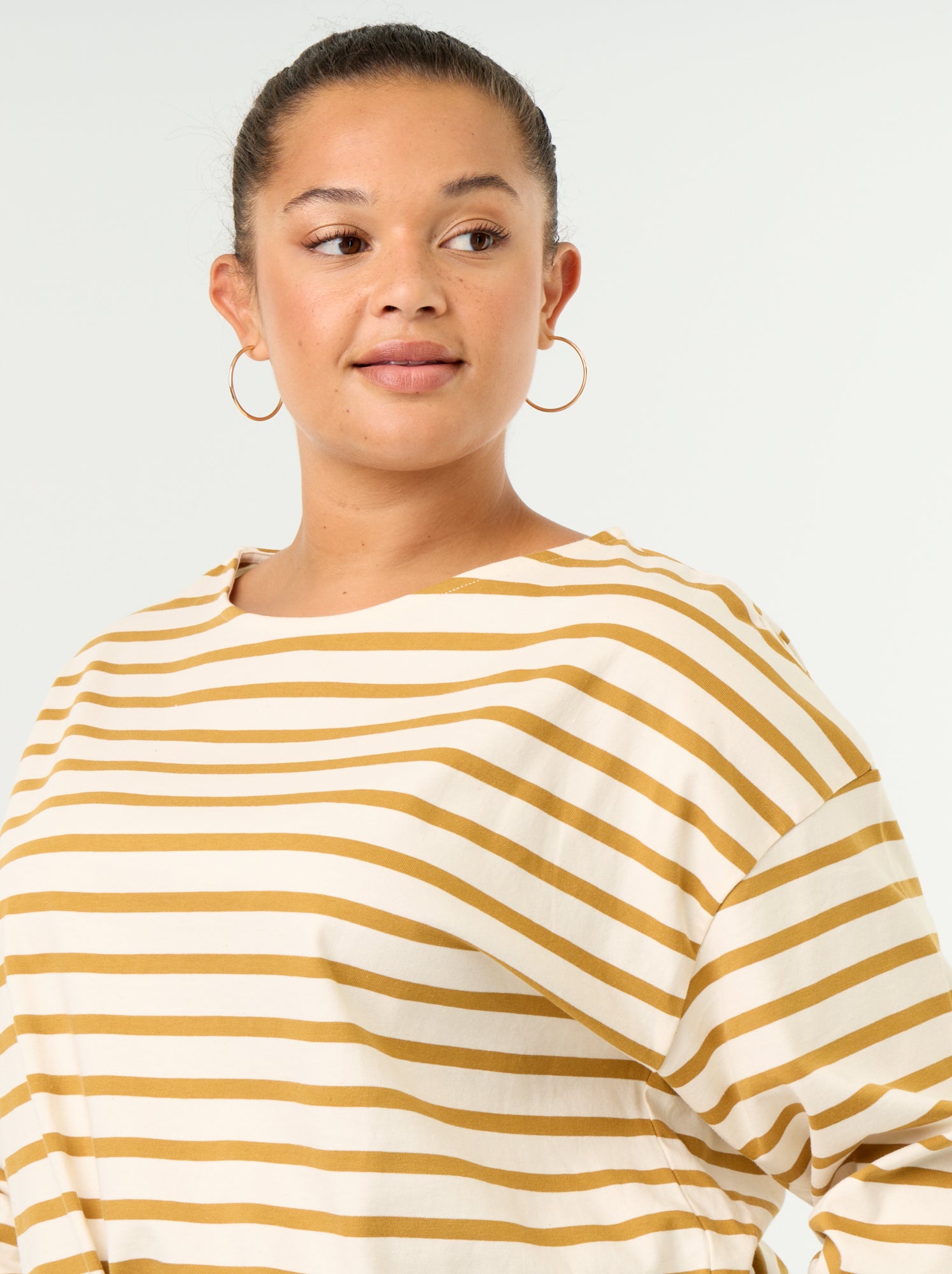 T-shirt en jersey rayé à manches longues - Jaune
