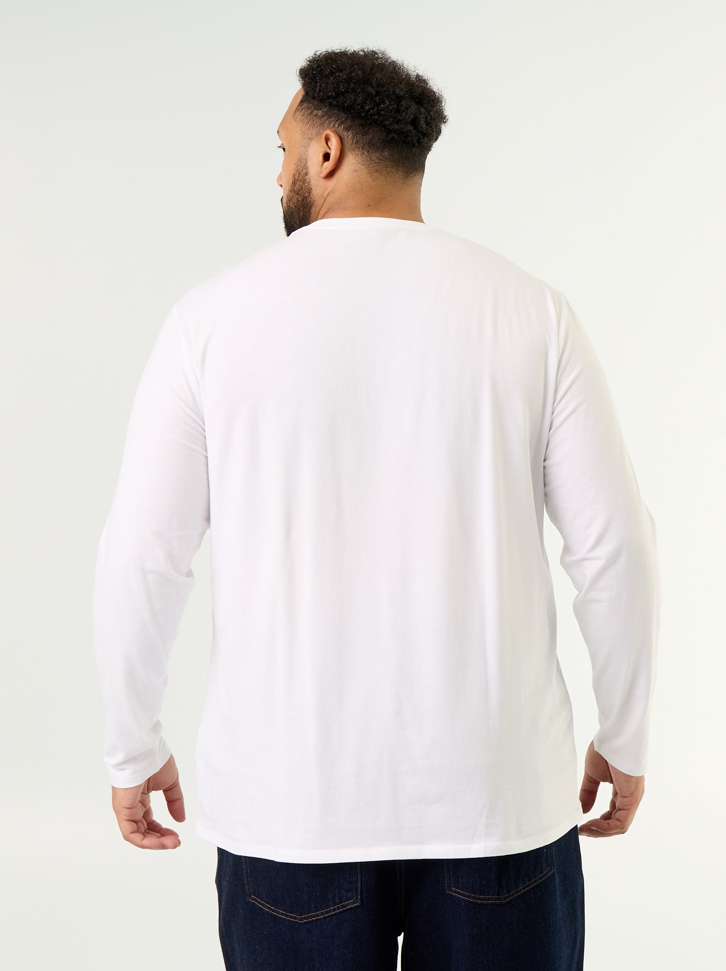 T-shirt en jersey uni manches longues - Blanc