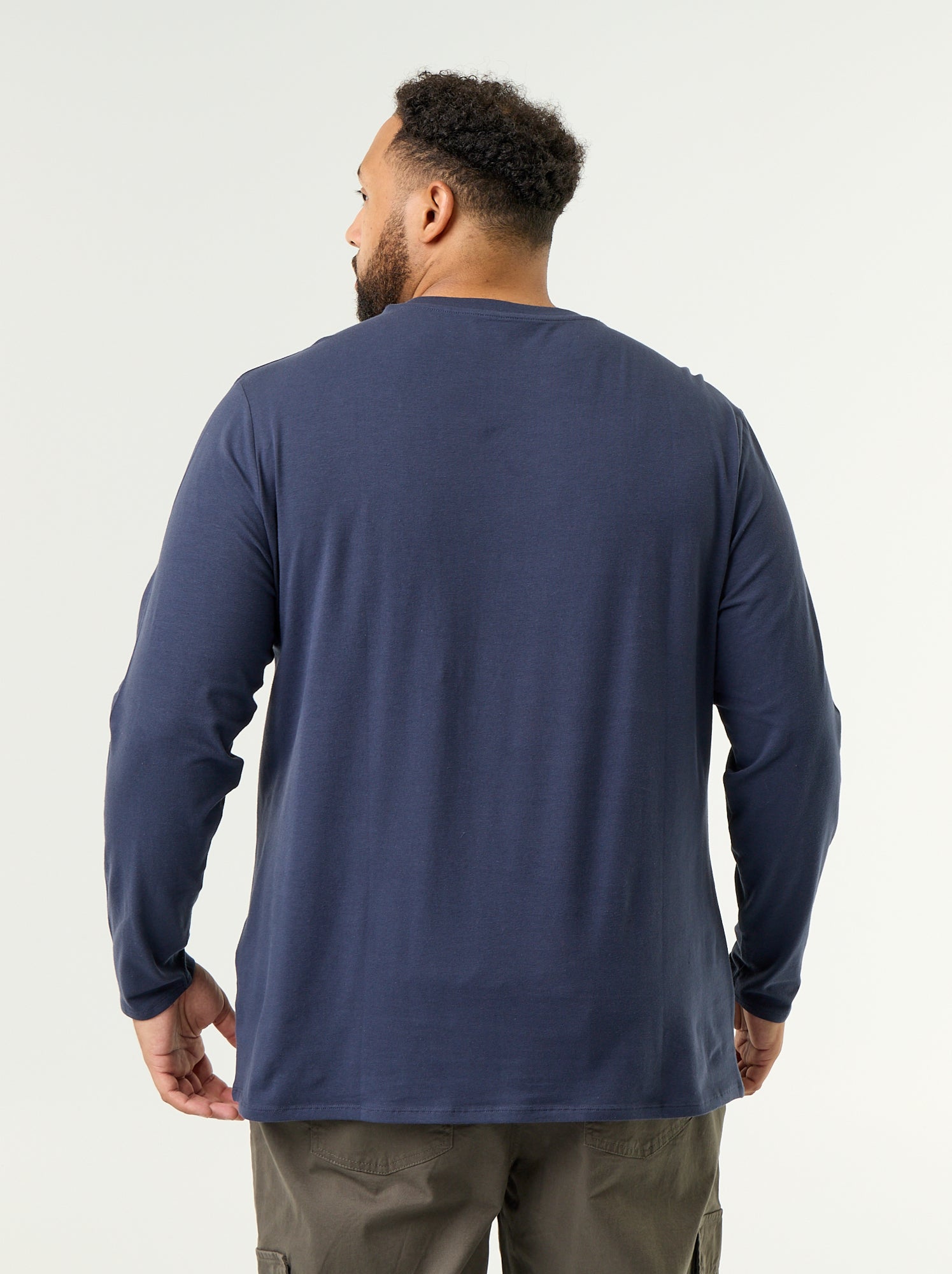 T-shirt en jersey uni manches longues - Bleu (GDD25_6)