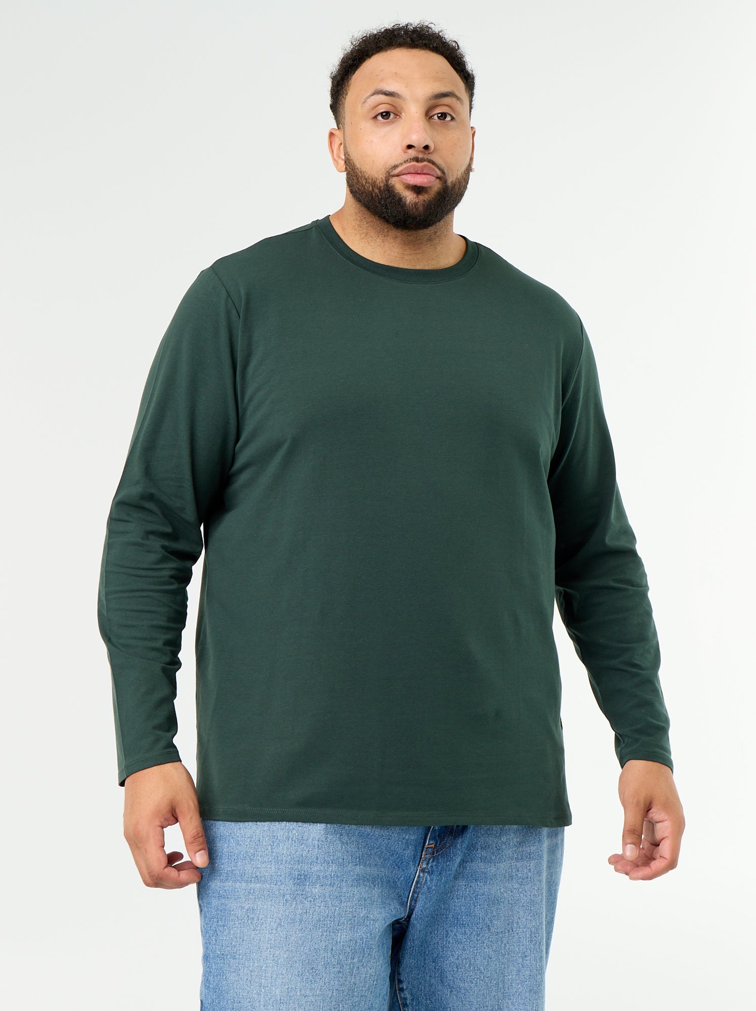 T-shirt en jersey uni manches longues - Vert