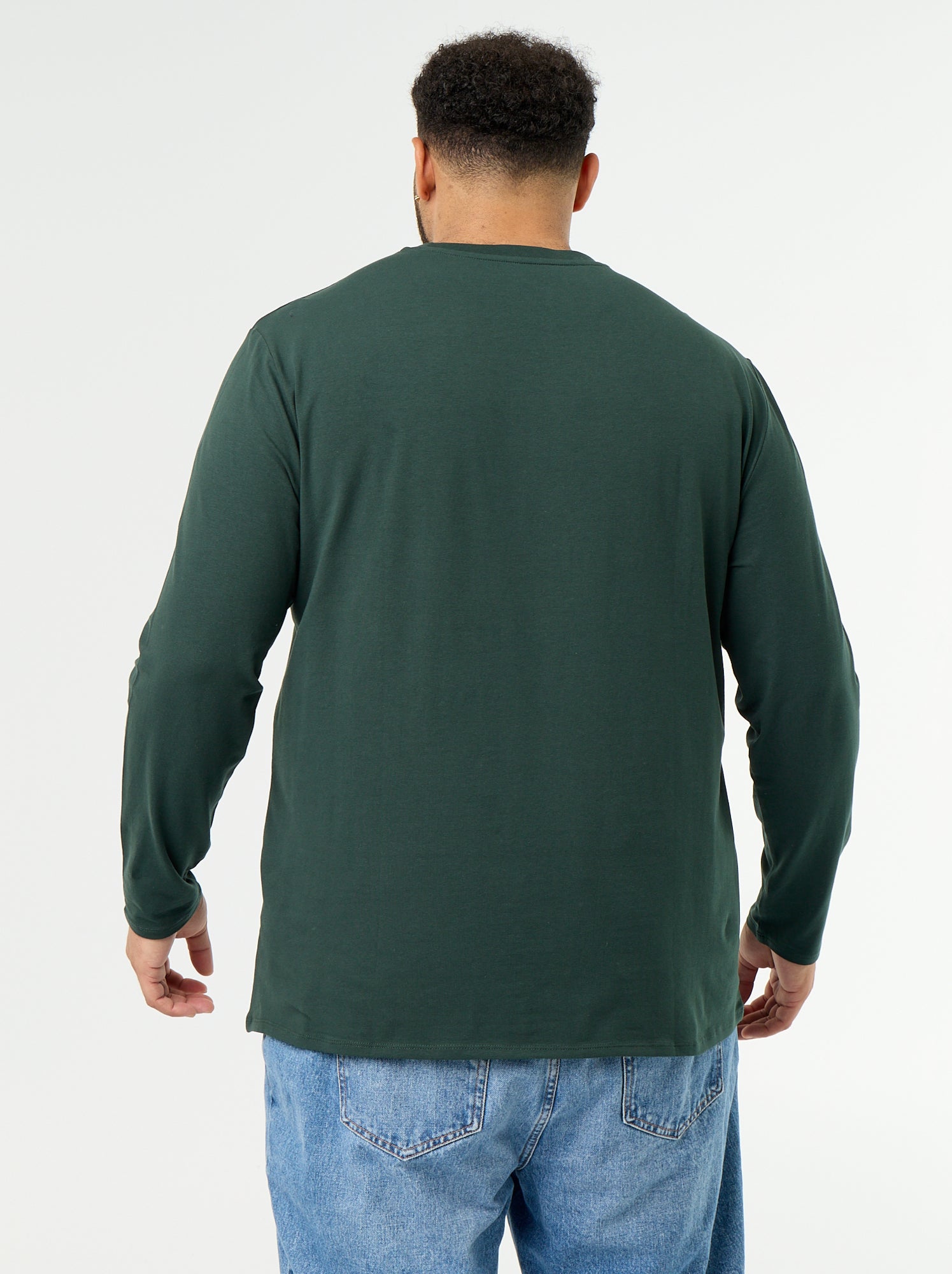T-shirt en jersey uni manches longues - Vert