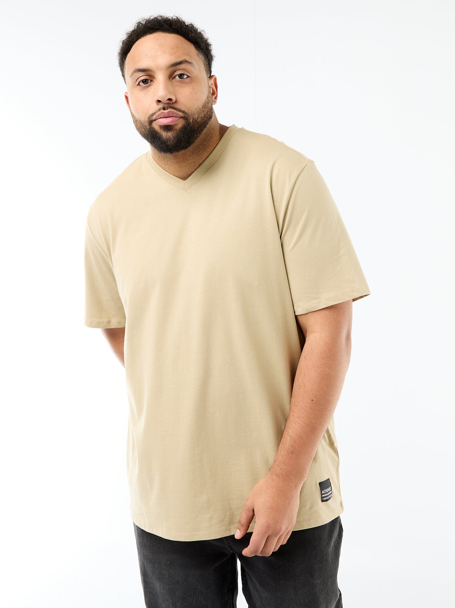 T-shirt en maille jersey à manches courtes - Beige