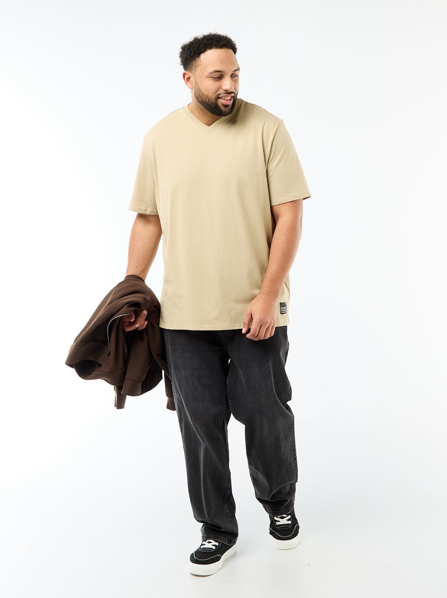 T-shirt en maille jersey à manches courtes - Beige