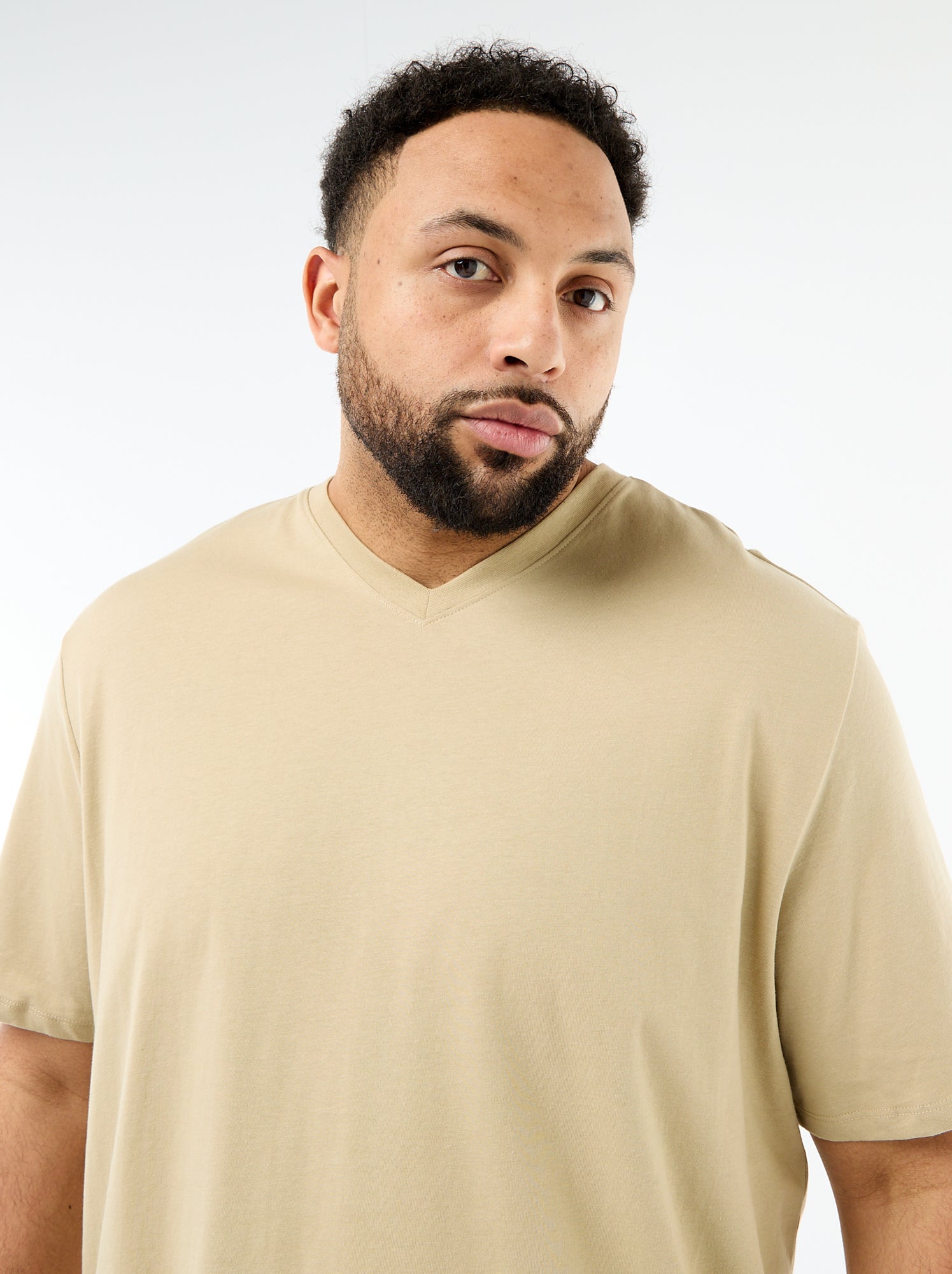 T-shirt en maille jersey à manches courtes - Beige