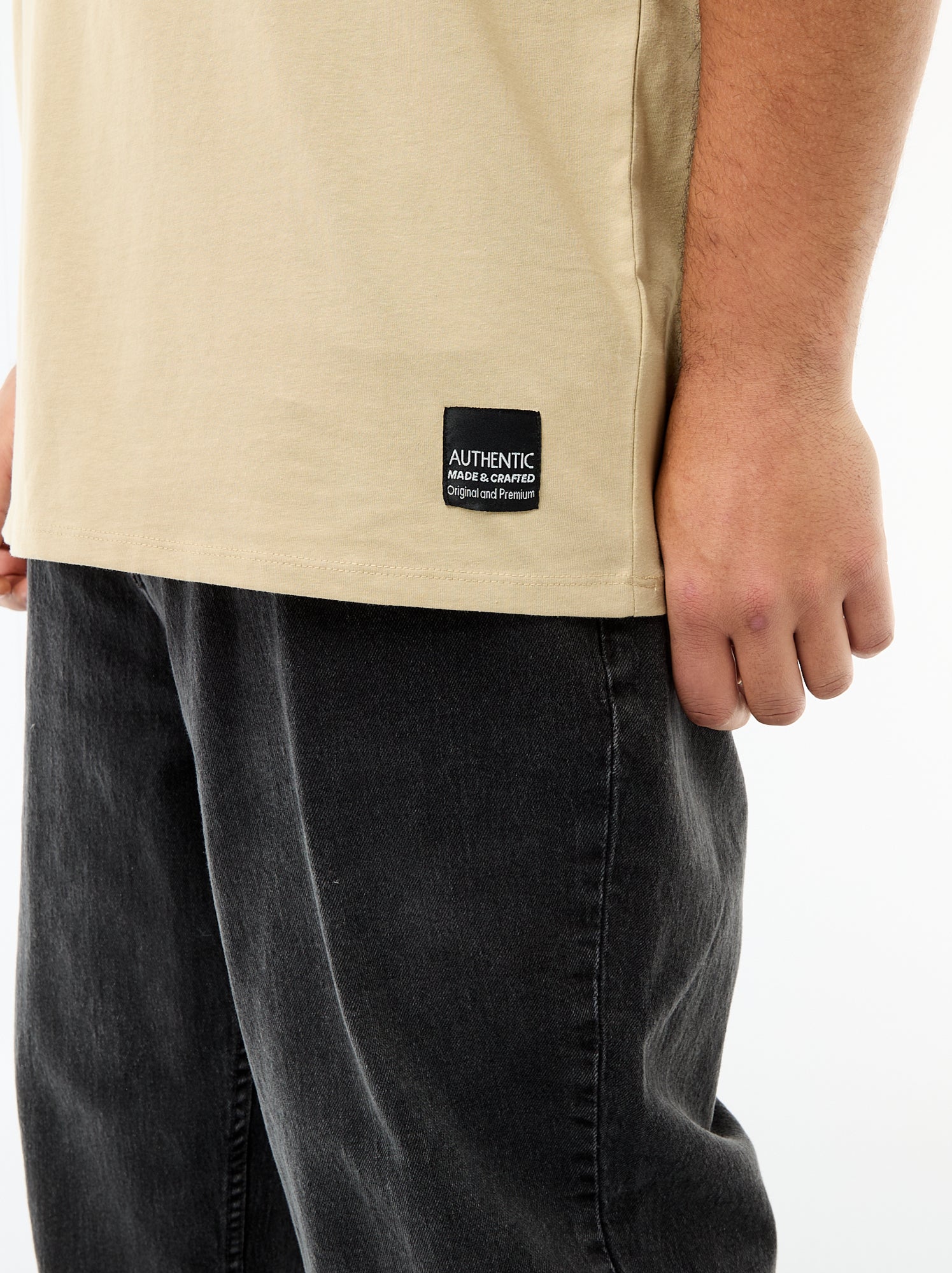 T-shirt en maille jersey à manches courtes - Beige