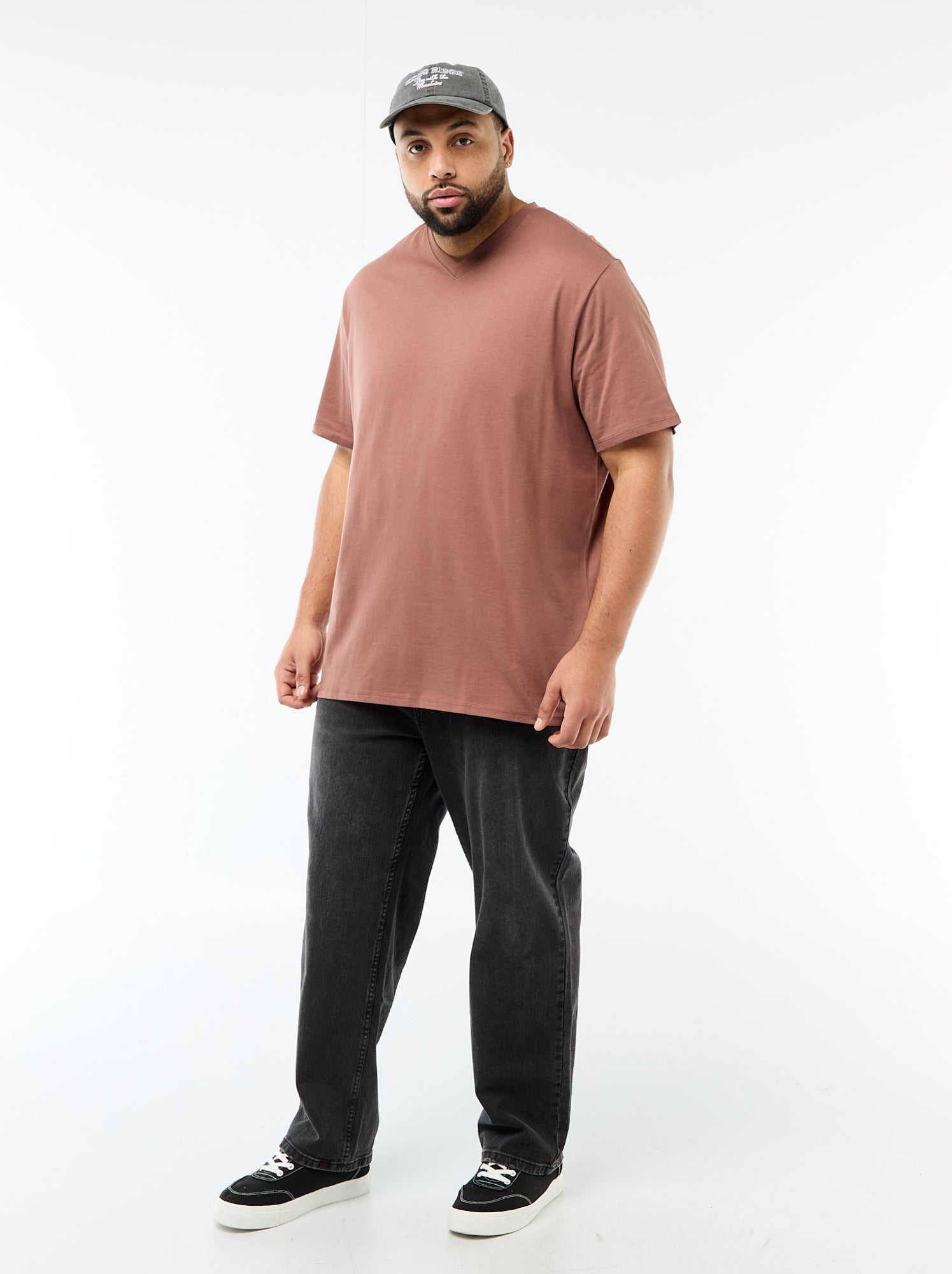 T-shirt en maille jersey à manches courtes - Marron