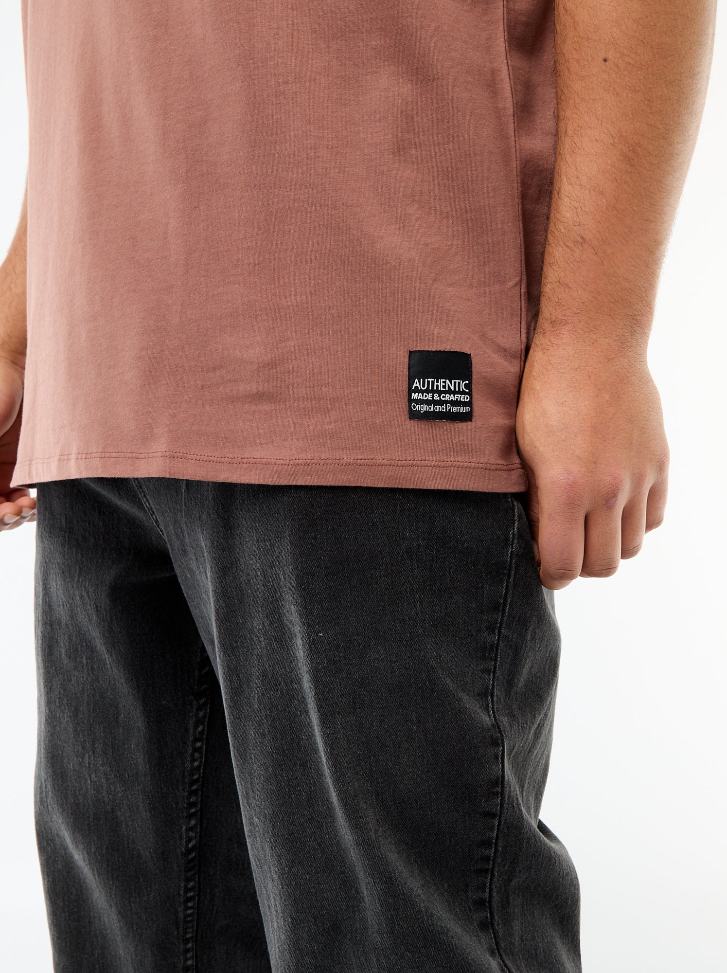 T-shirt en maille jersey à manches courtes - Marron