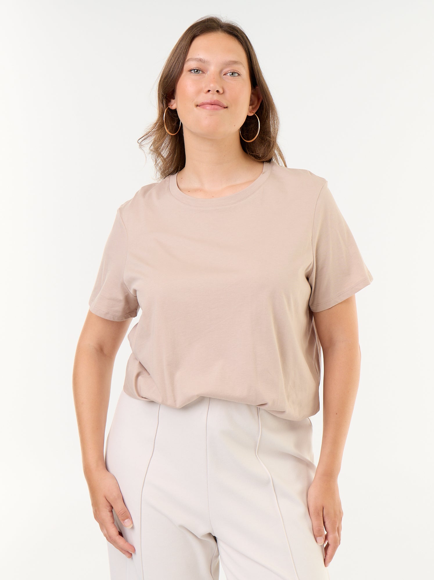 T-shirt en maille jersey manches courtes - Beige (CLC08_27)