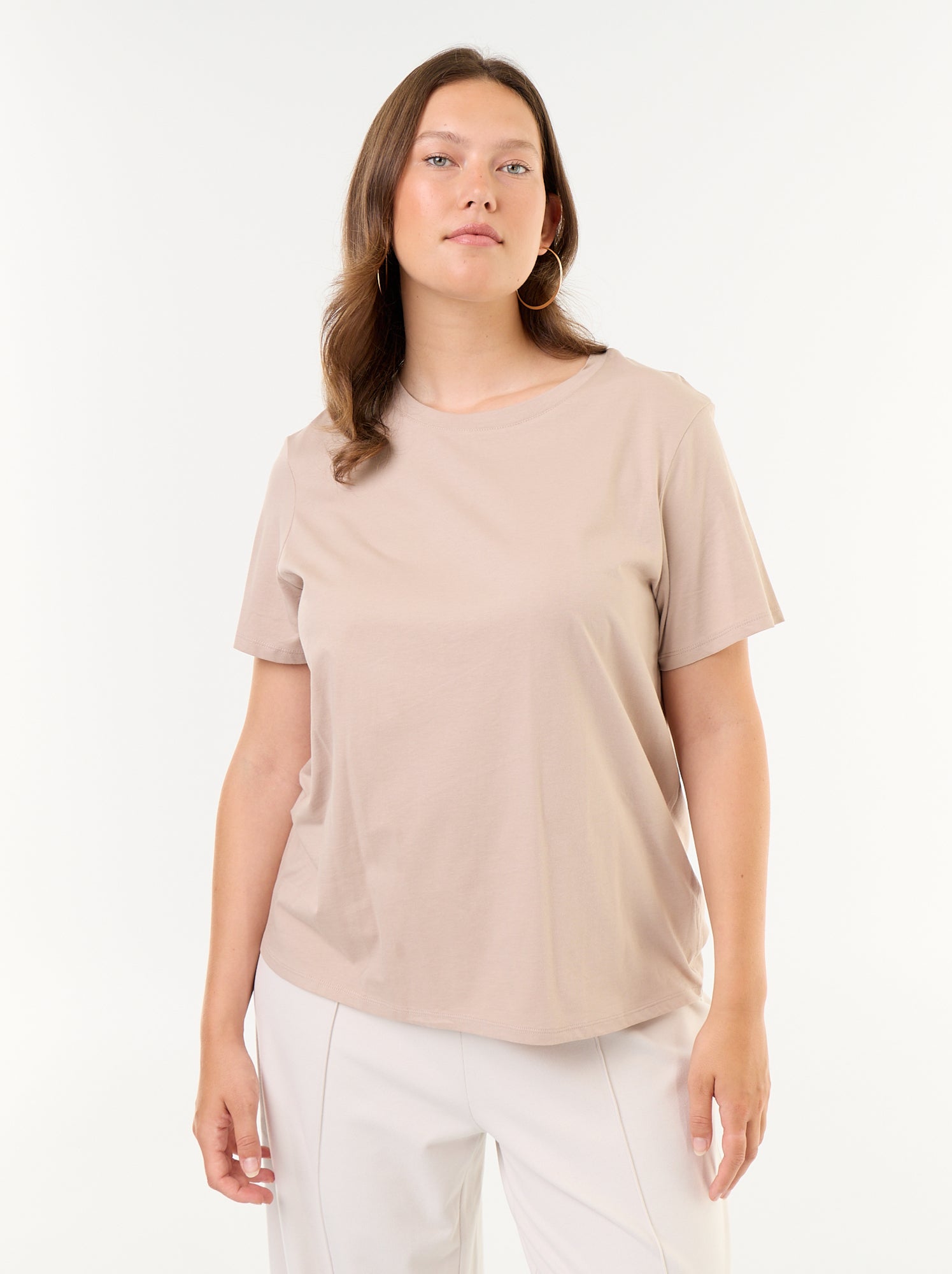 T-shirt en maille jersey manches courtes - Beige (CLC08_27)