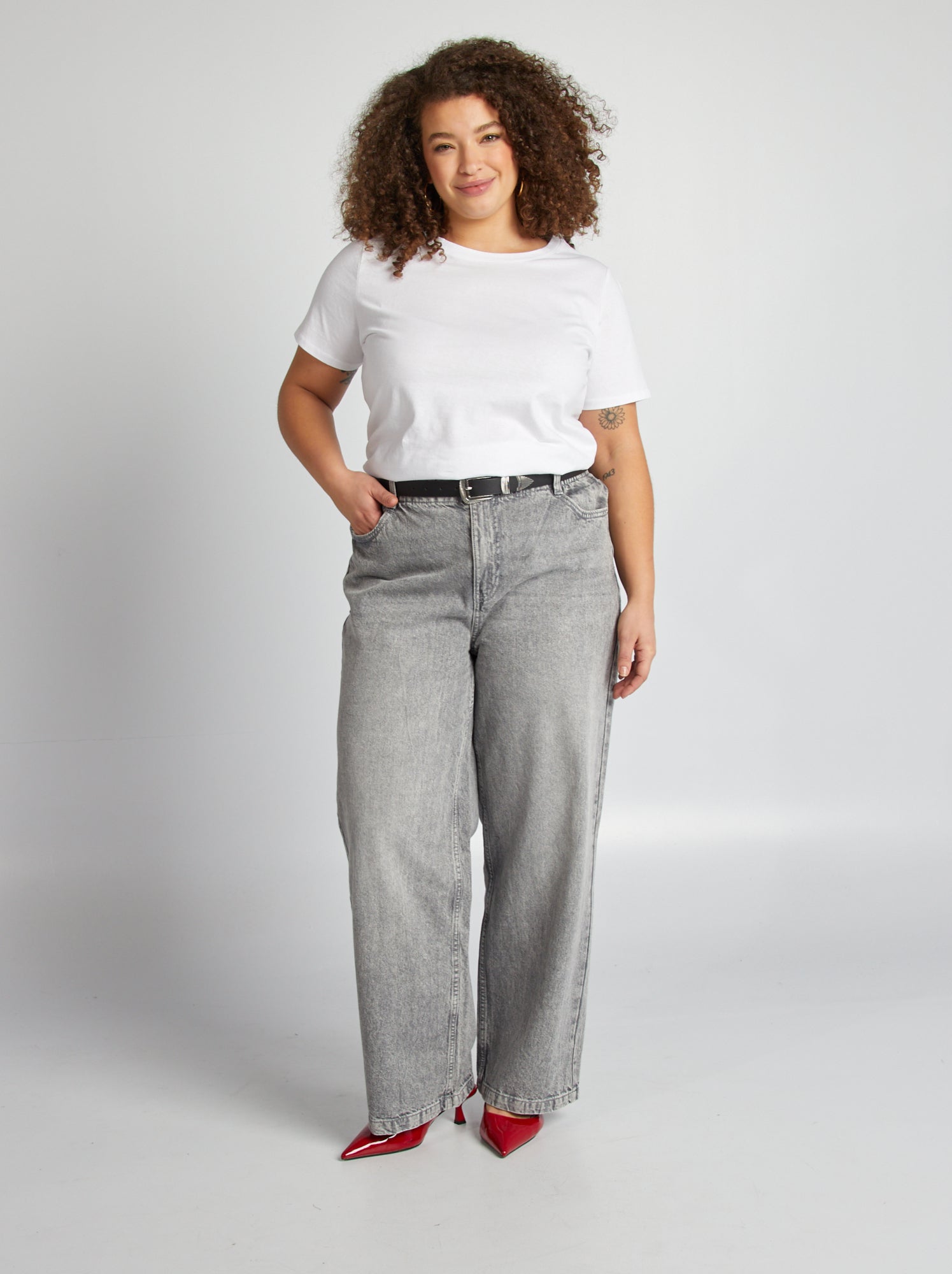 T-shirt en maille jersey manches courtes - Blanc