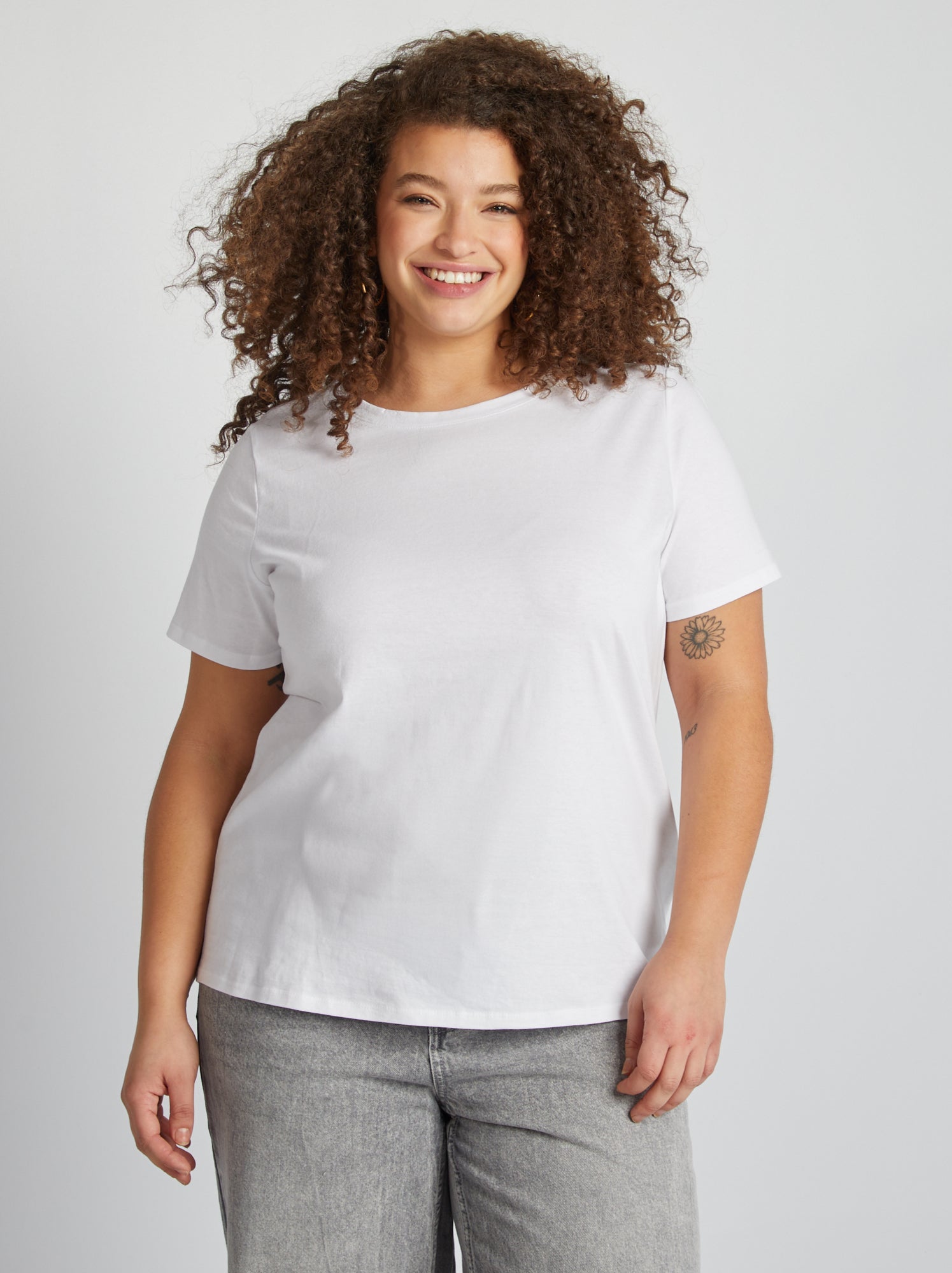 T-shirt en maille jersey manches courtes - Blanc
