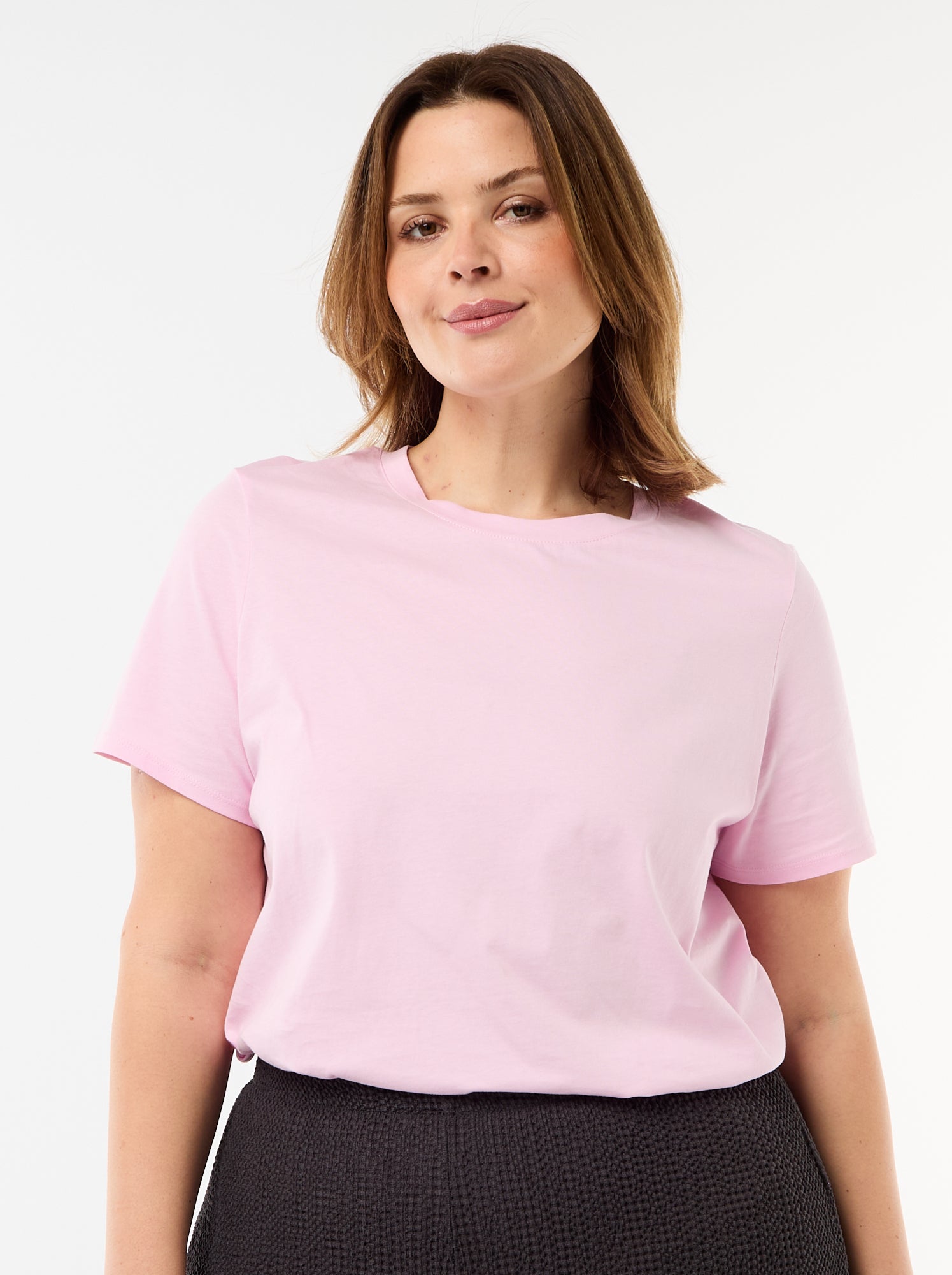 T-shirt en maille jersey manches courtes - Rose