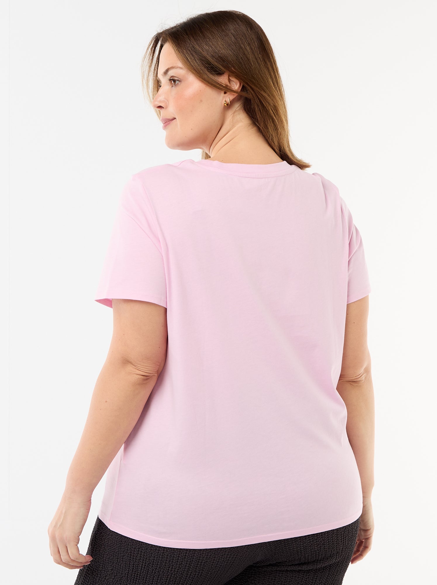 T-shirt en maille jersey manches courtes - Rose