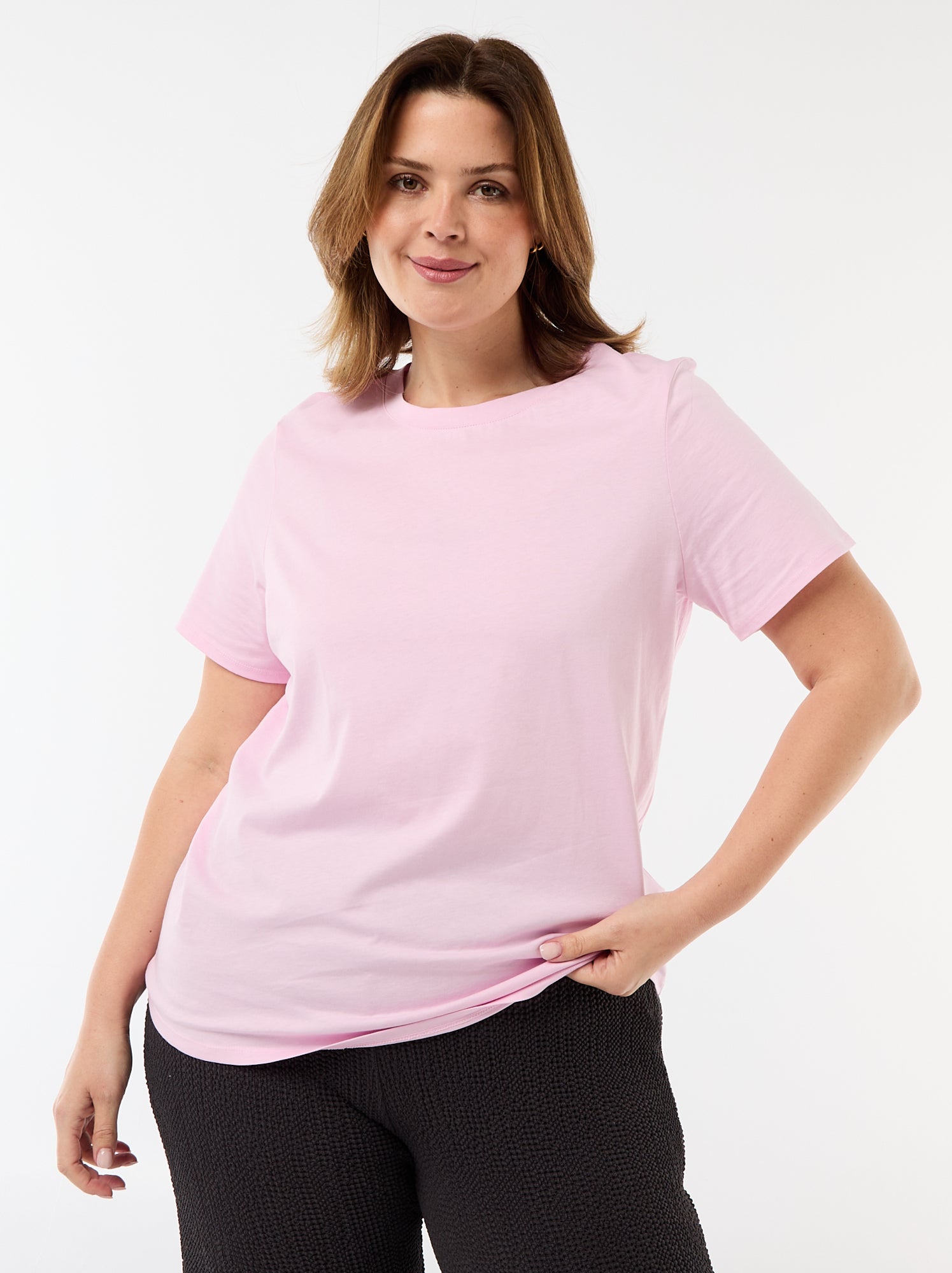 T-shirt en maille jersey manches courtes - Rose