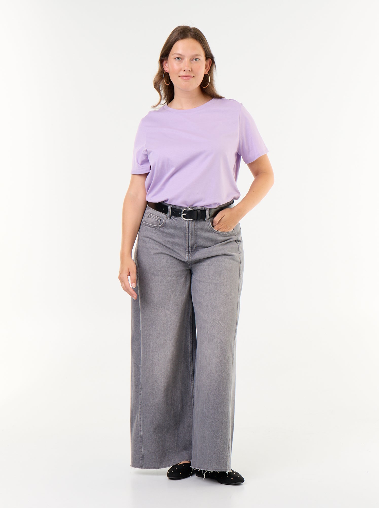T-shirt en maille jersey manches courtes - Violet