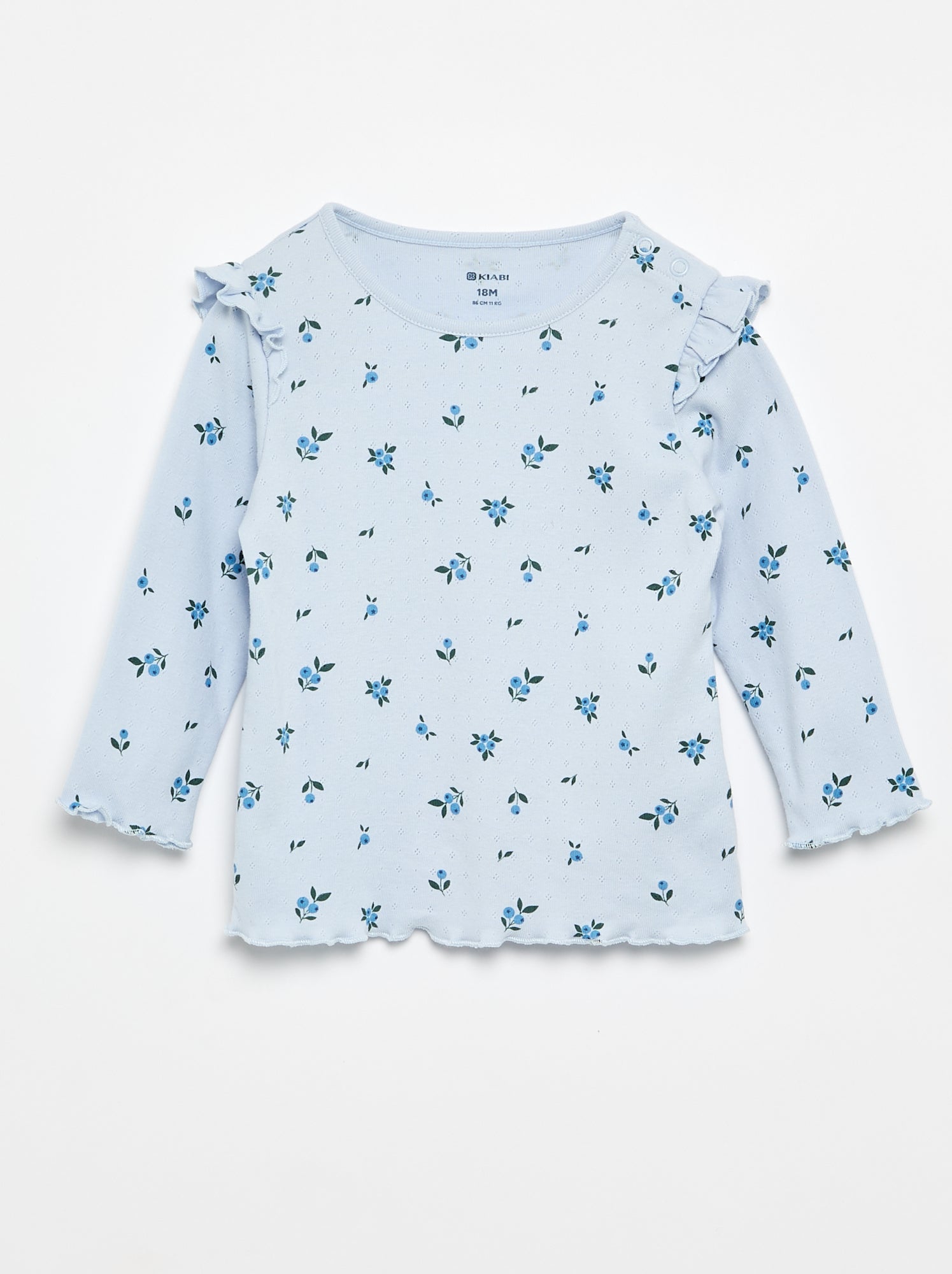 T-shirt en maille pointelle + pantalon - 2 pièces - Bleu