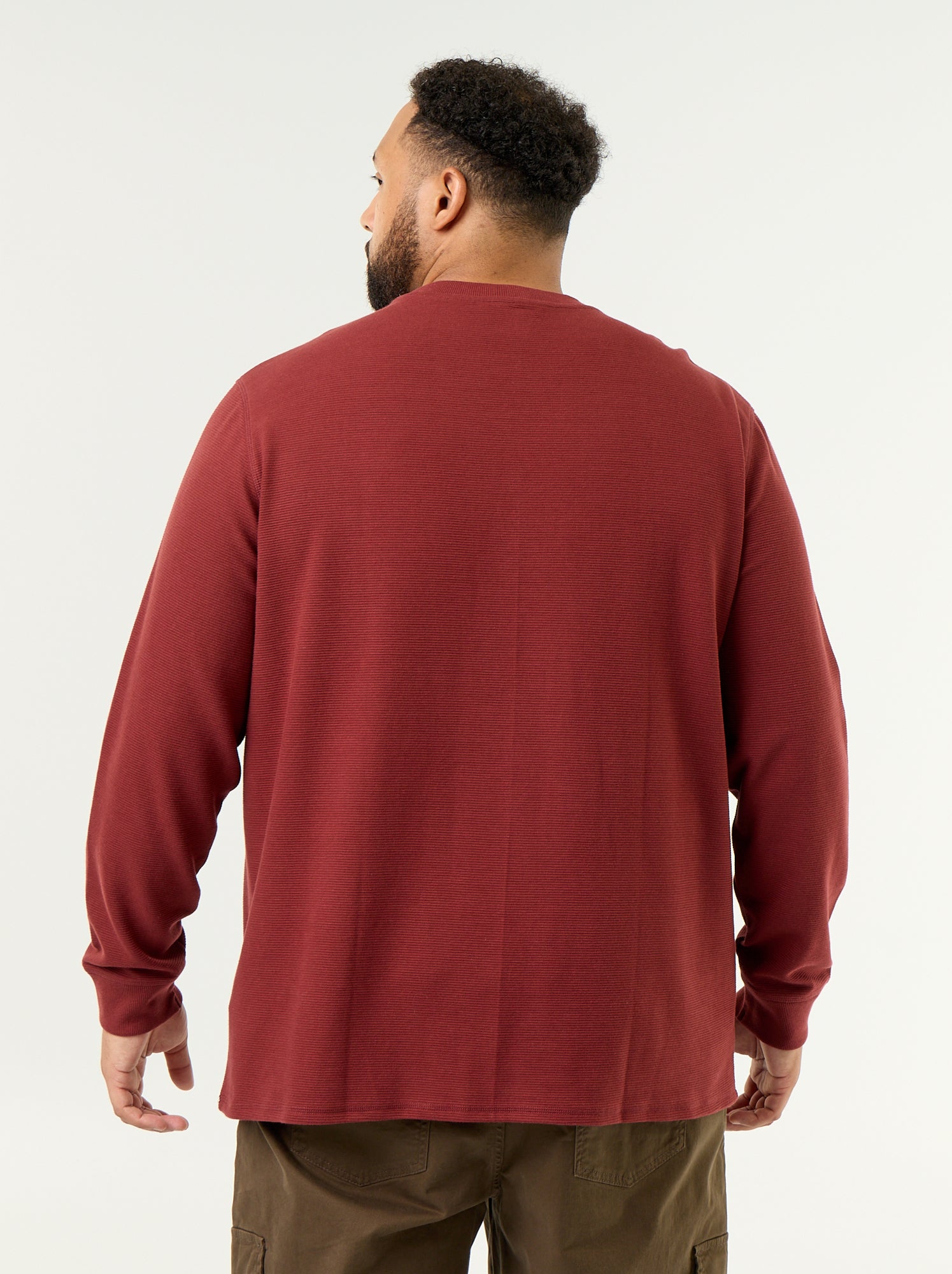 T-shirt épais à col rond et manches longues - Rouge
