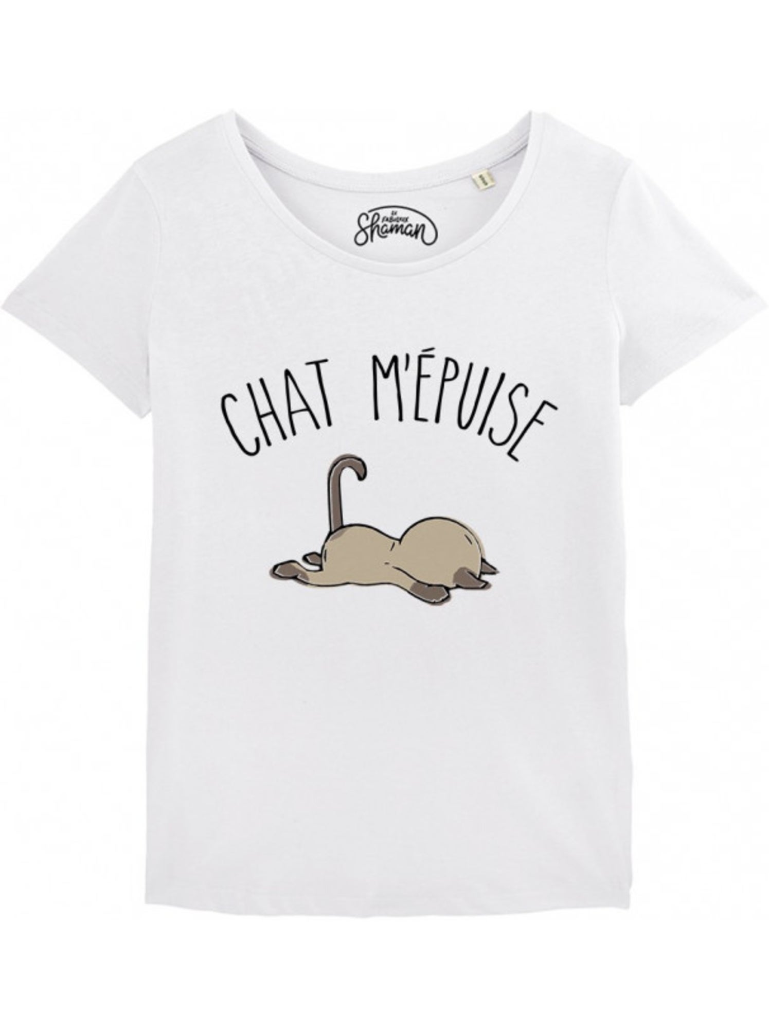 T-shirt Femme - CHAT M'EPUISE - Blanc