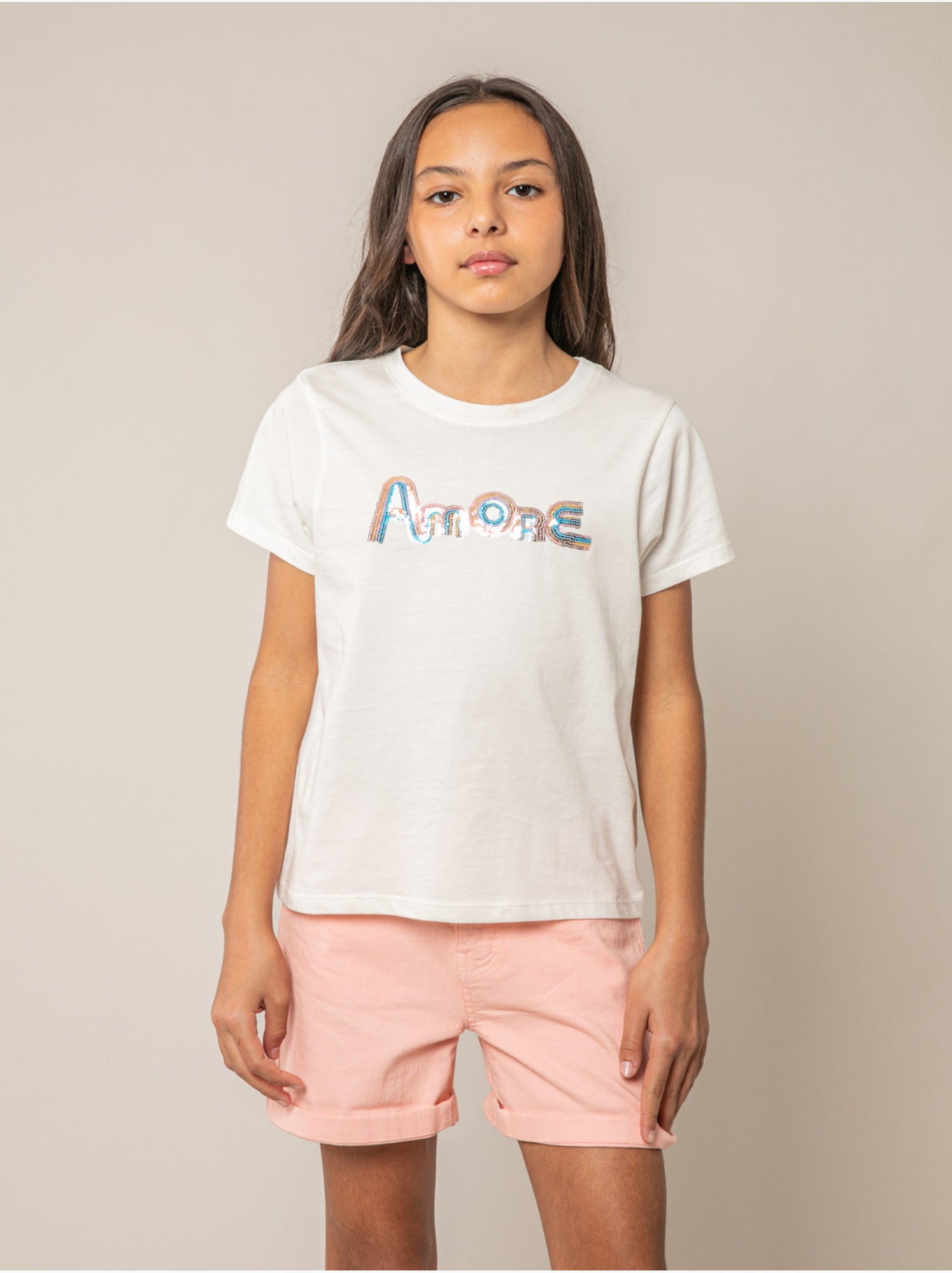 T-shirt fille en coton 'deeluxe' - Blanc