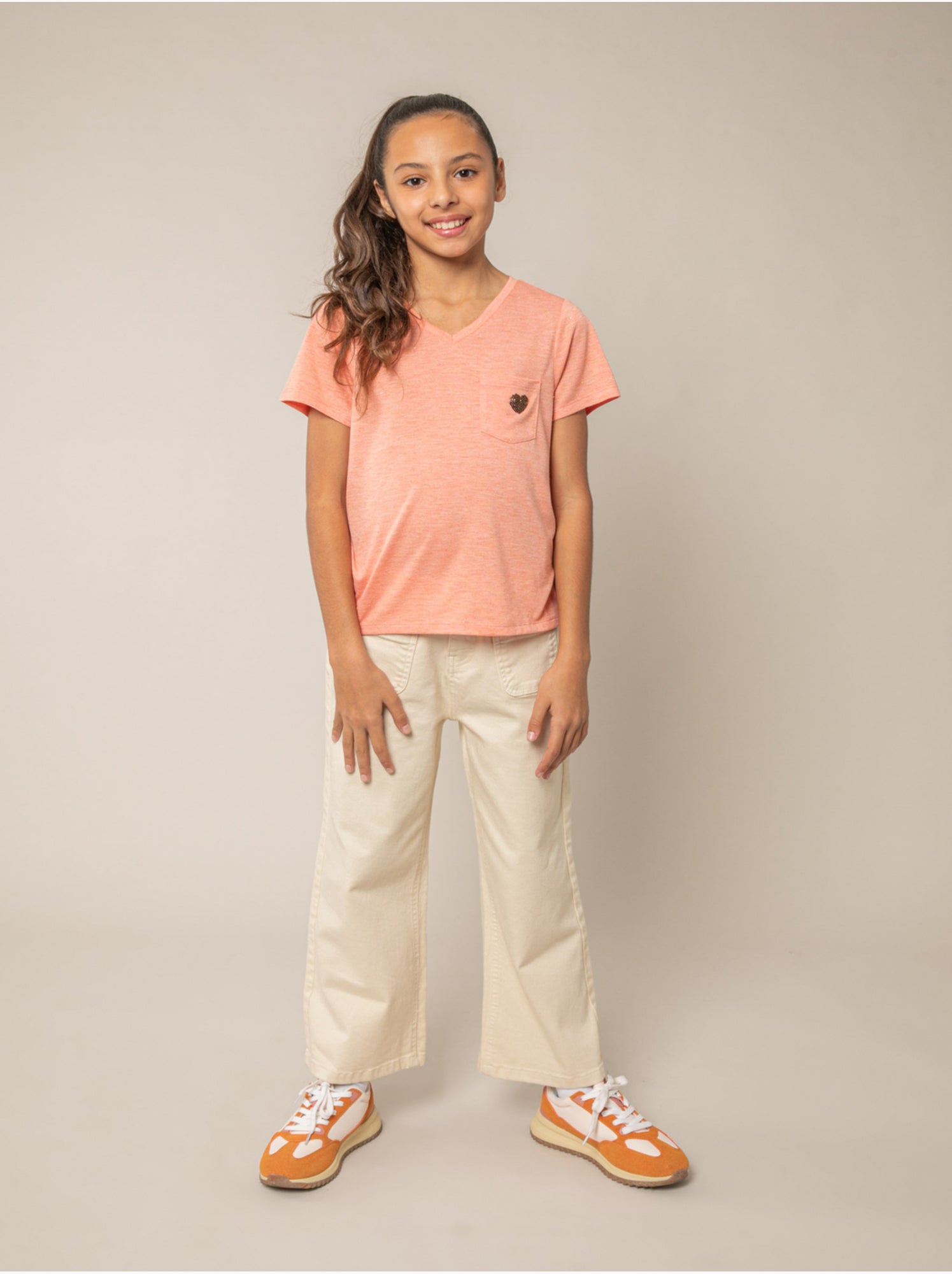T-shirt fille fluide 'deeluxe' - Corail