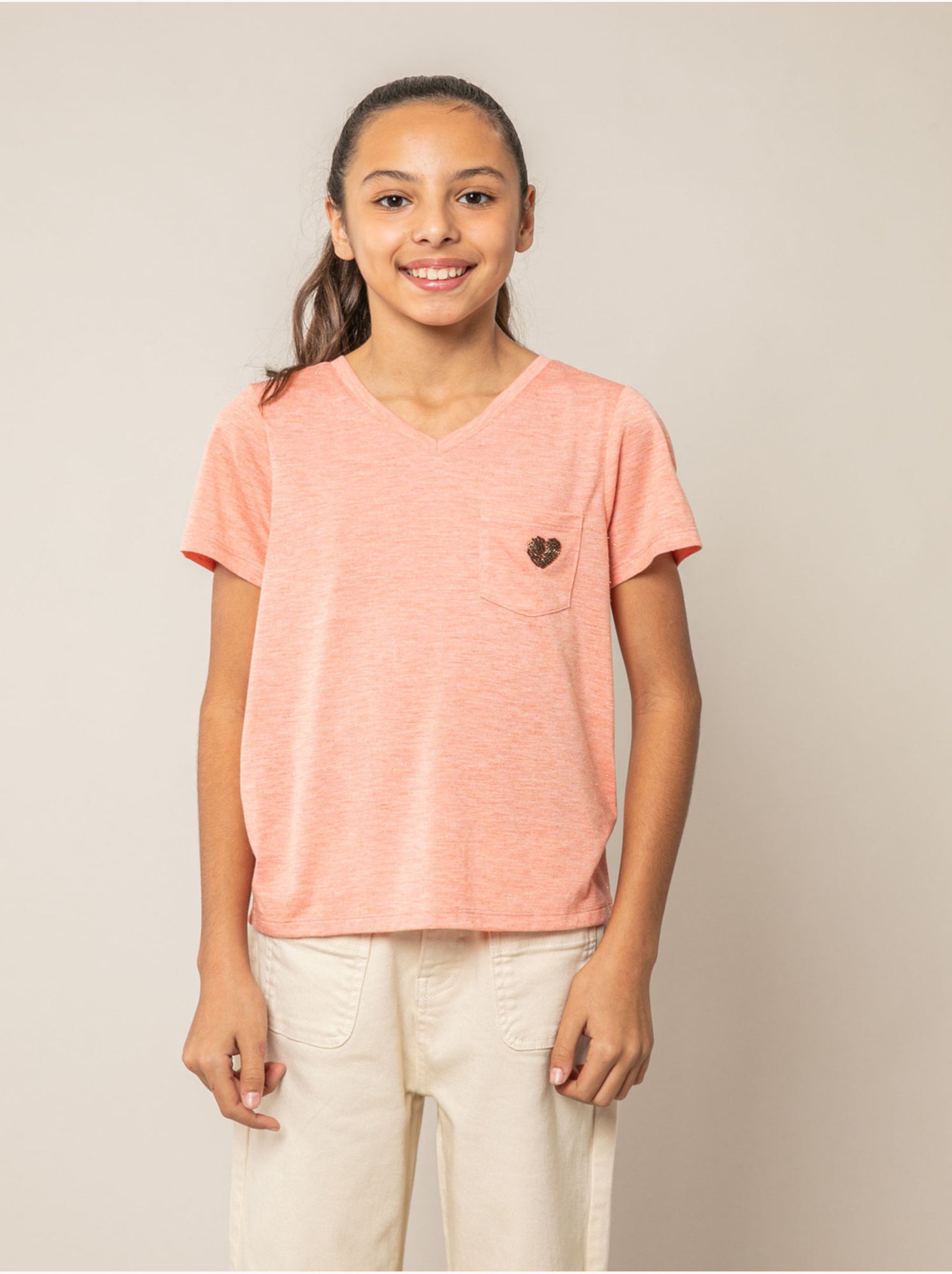 T-shirt fille fluide 'deeluxe' - Corail
