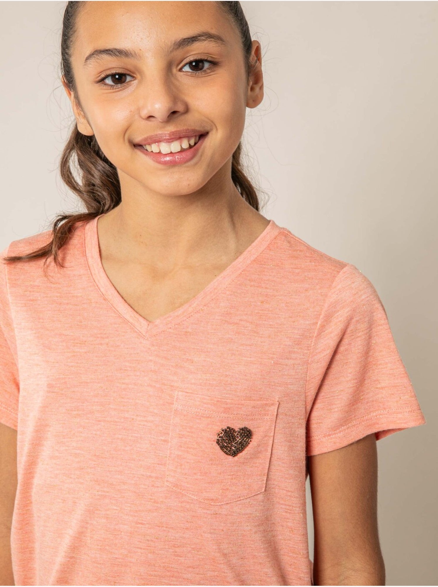T-shirt fille fluide 'deeluxe' - Corail