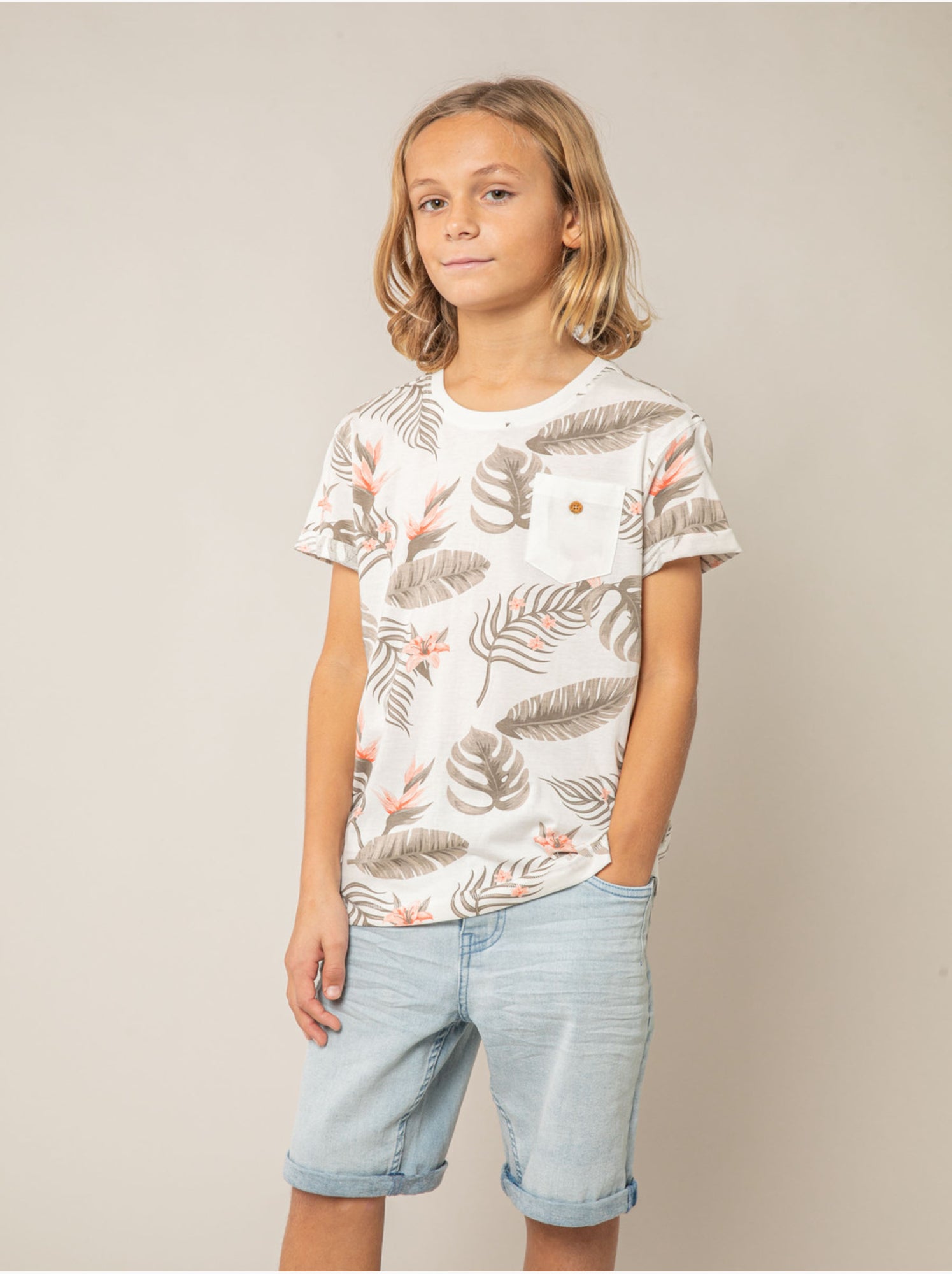 T-shirt garçon coton 'deeluxe' - Ecru