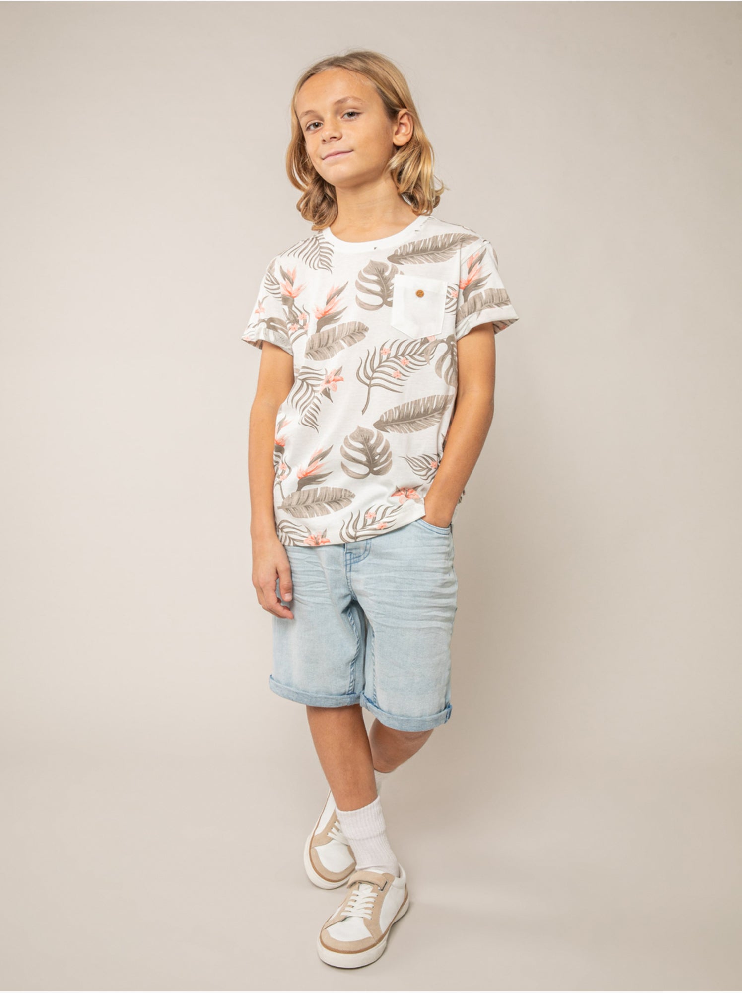 T-shirt garçon coton 'deeluxe' - Ecru