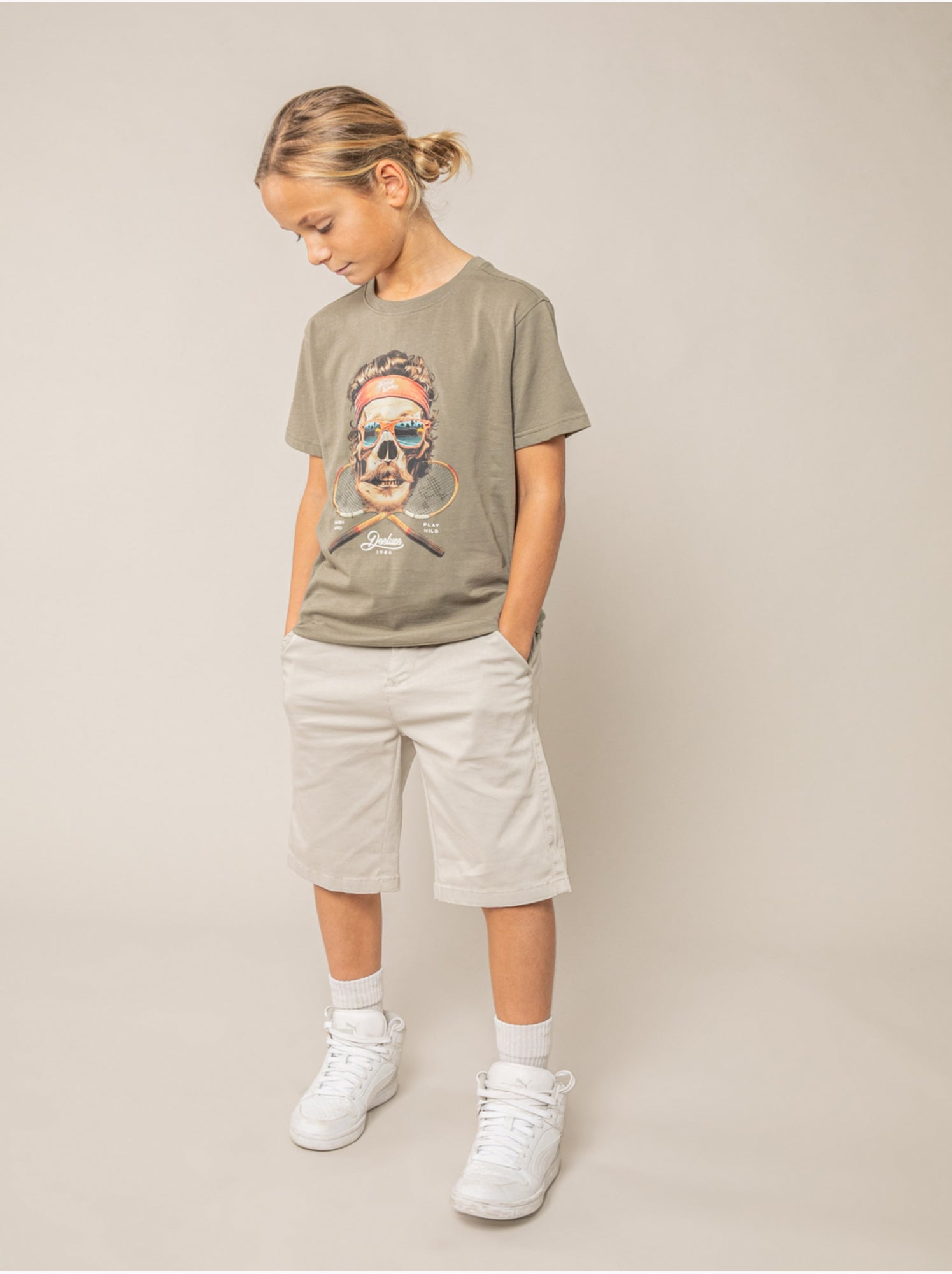 T-shirt garçon coton 'deeluxe' - Vert kaki clair
