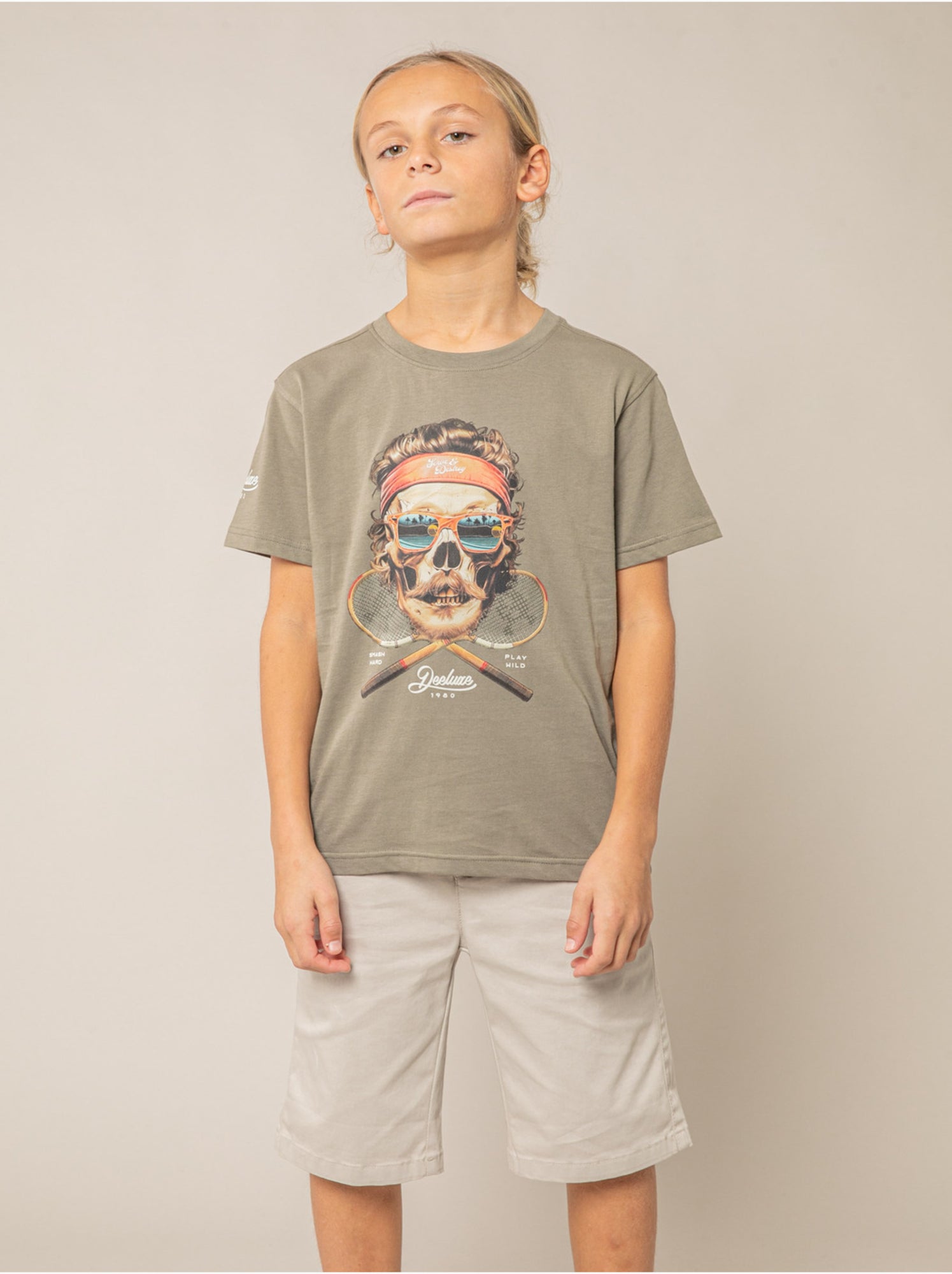 T-shirt garçon coton 'deeluxe' - Vert kaki clair