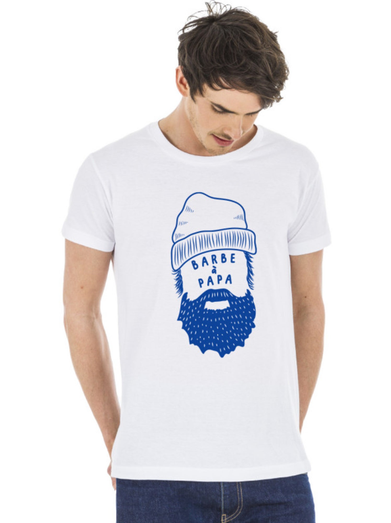 T-shirt Homme - BARBE À PAPA - Blanc