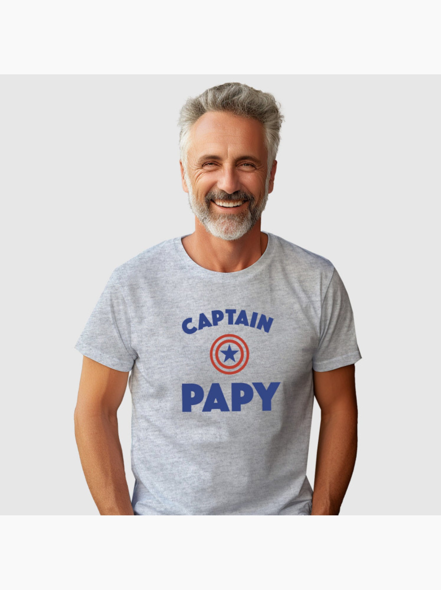T-shirt Homme - CAPTAIN PAPY - Gris chiné